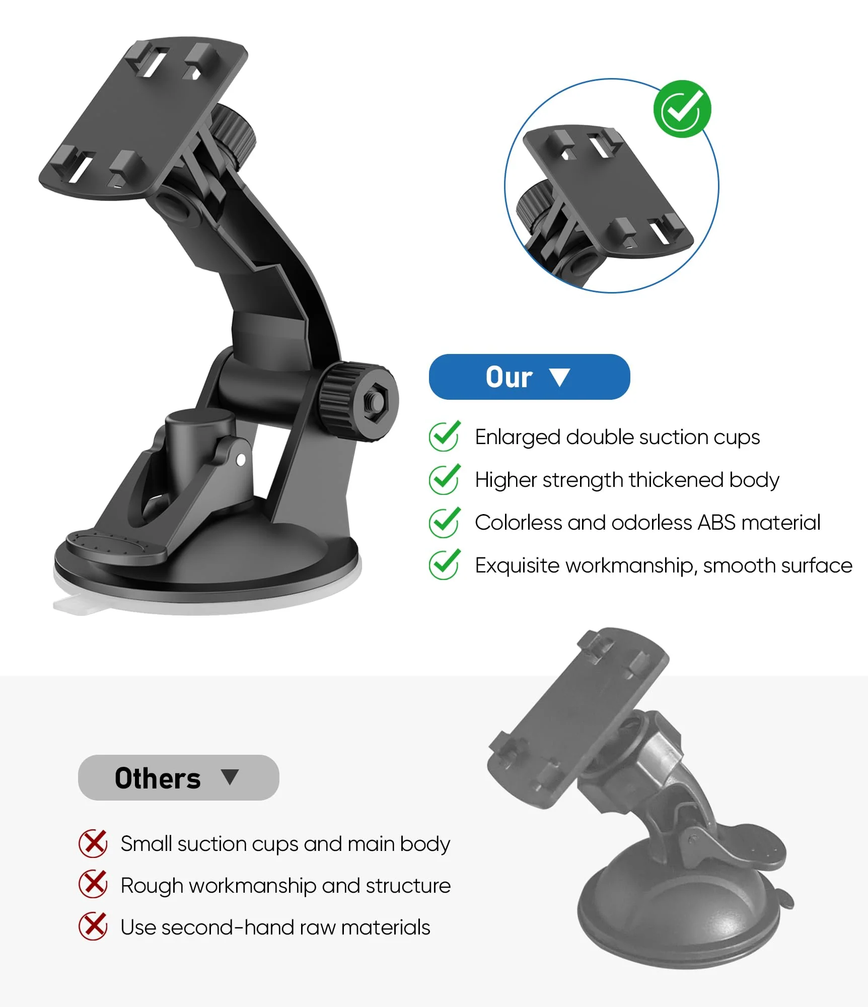 Backup Camera Monitor Mount,(4.3/5 in)PixelMan Upgraded Version Windshield Mount for Backup Camera Monitor,Vehicle Rear View Camera Monitor Suction Cup Bracket,Reverse Camera Display Cup Holder Mount - Image 4