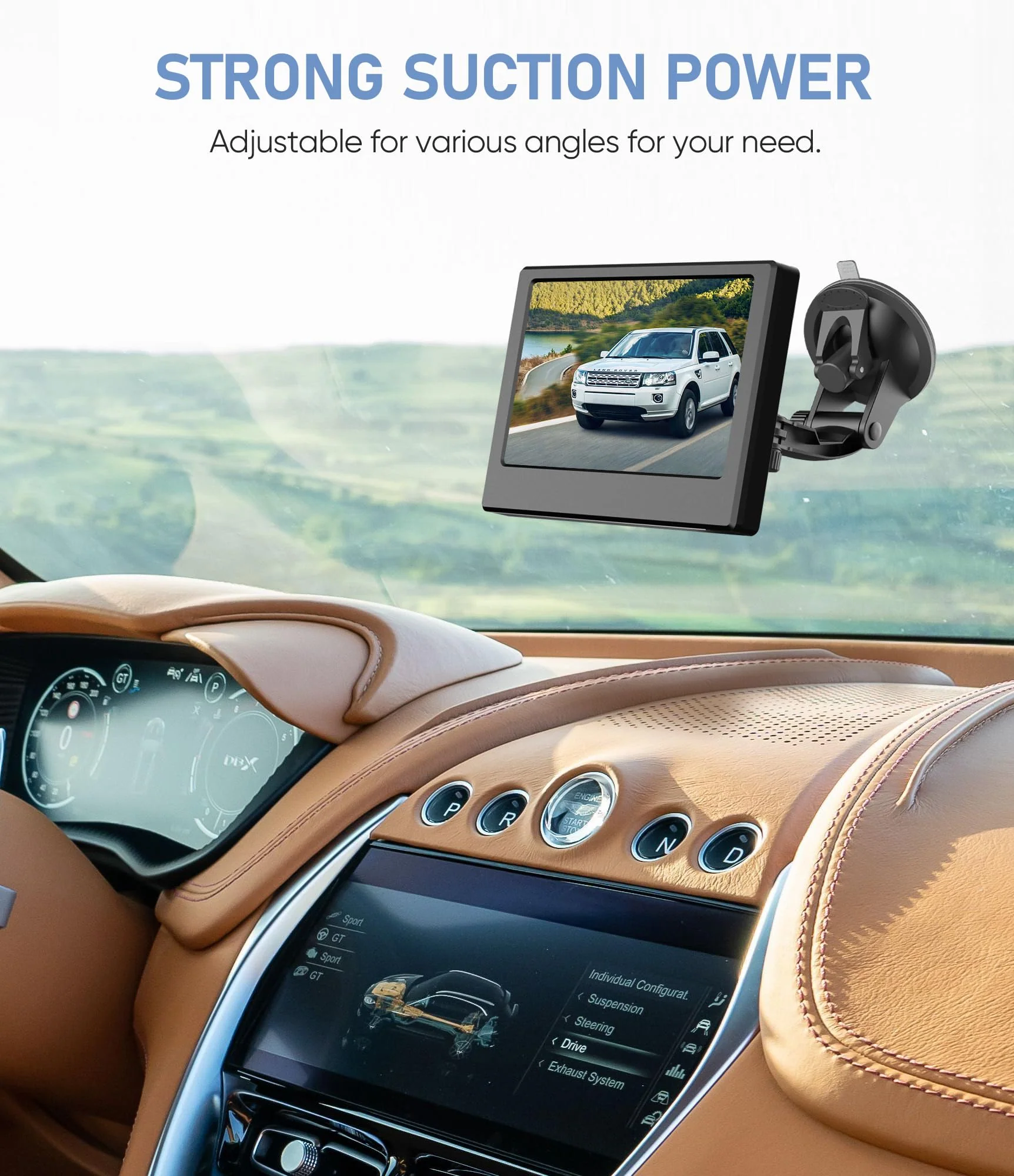 Backup Camera Monitor Mount,(7/9 inch) PixelMan Large Dual Suction Cup Reverse Camera Monitor Mount,Windshield Holder for Rear View Monitor,Car Display Monitor Bracket for RVs,Trucks,Vans - Image 6