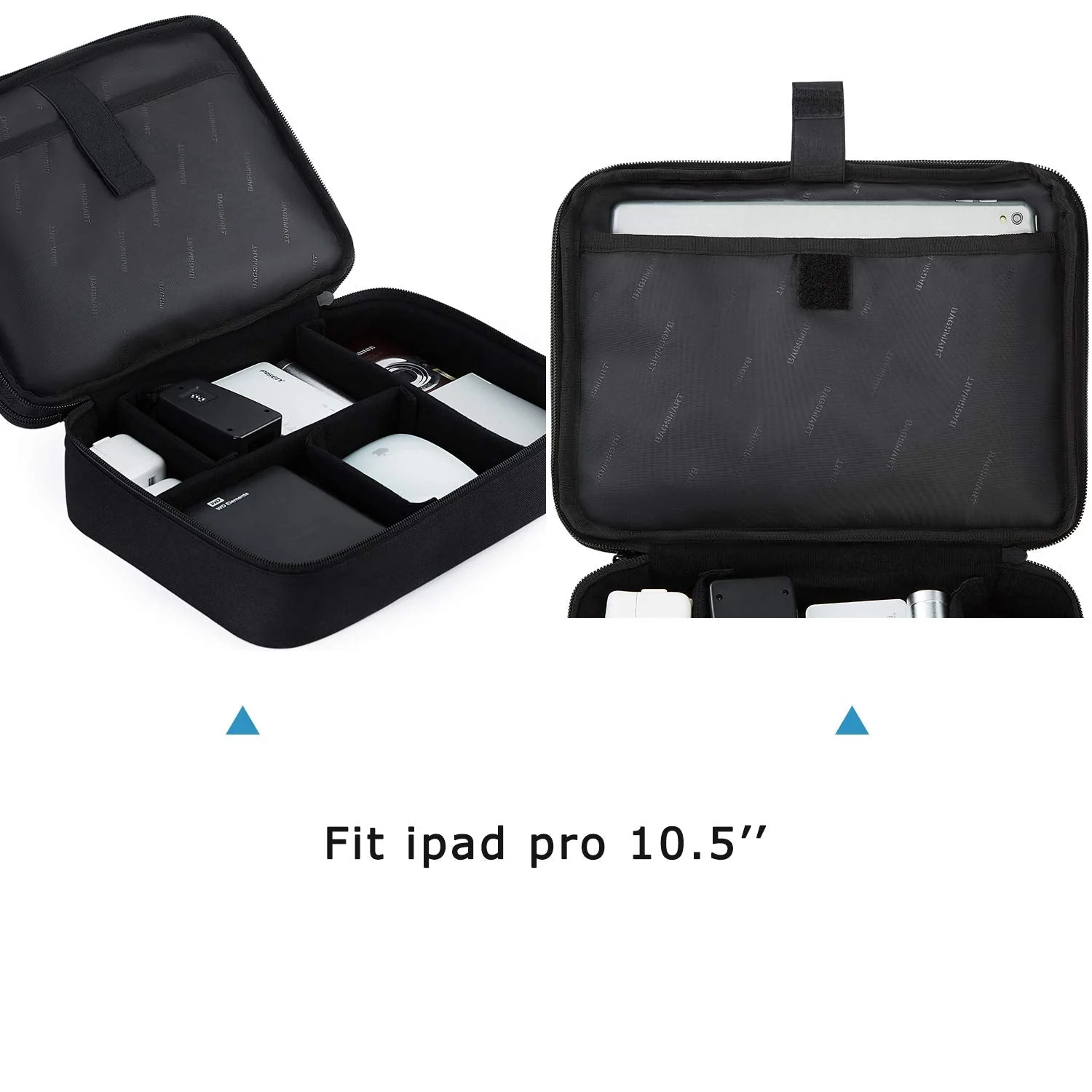 BAGSMART Electronic Organizer,Large Double Layer Cable Bag,Travel Organizer Bag,Electronics Accessories Storage Cases for iPad,Cables,Chargers,Hard Drive,Game Cards Black - Image 3