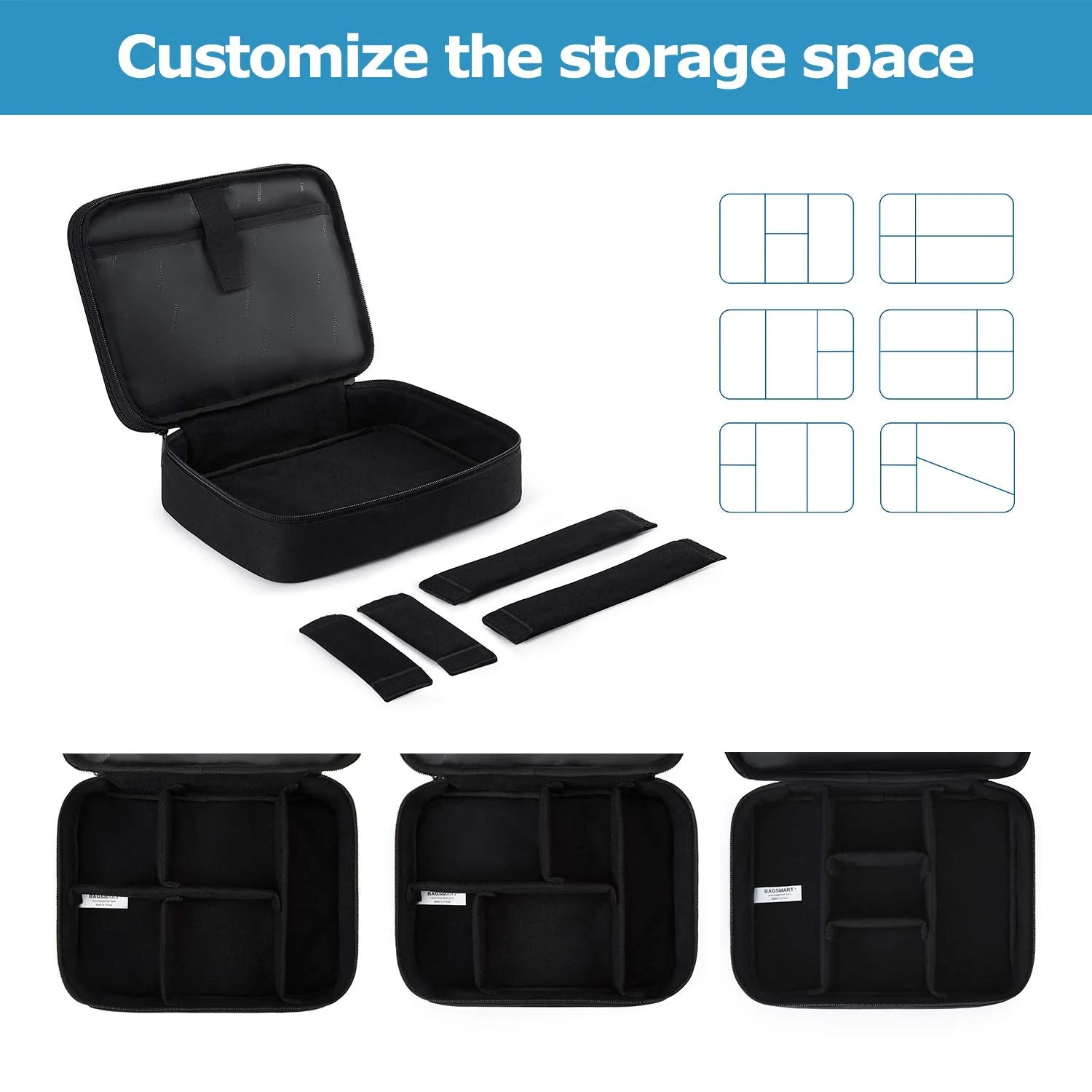 BAGSMART Electronic Organizer,Large Double Layer Cable Bag,Travel Organizer Bag,Electronics Accessories Storage Cases for iPad,Cables,Chargers,Hard Drive,Game Cards Black - Image 4