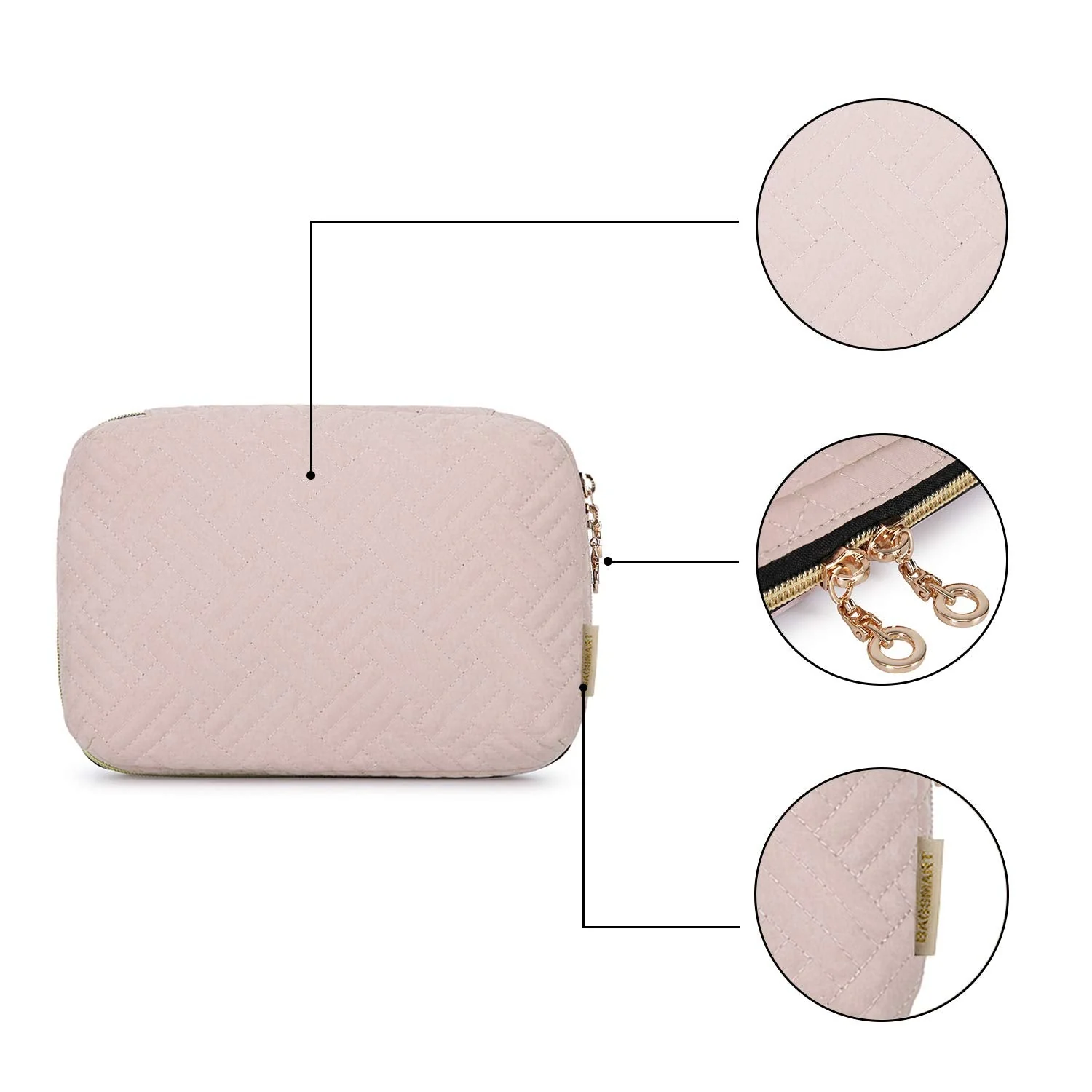 BAGSMART Electronic Organizer Small Travel Cable Organizer Bag for Hard Drives, Cables, Charger, Phone, USB, SD Card, Soft Pink - Image 5
