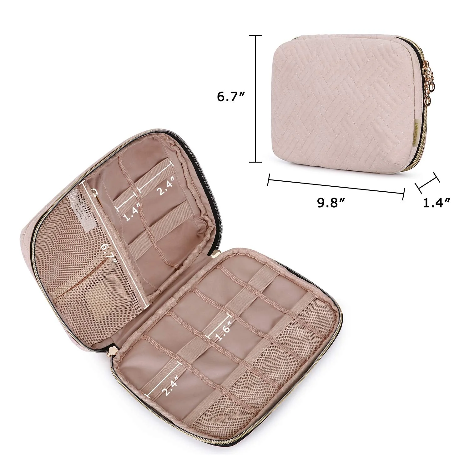 BAGSMART Electronic Organizer Small Travel Cable Organizer Bag for Hard Drives, Cables, Charger, Phone, USB, SD Card, Soft Pink - Image 6