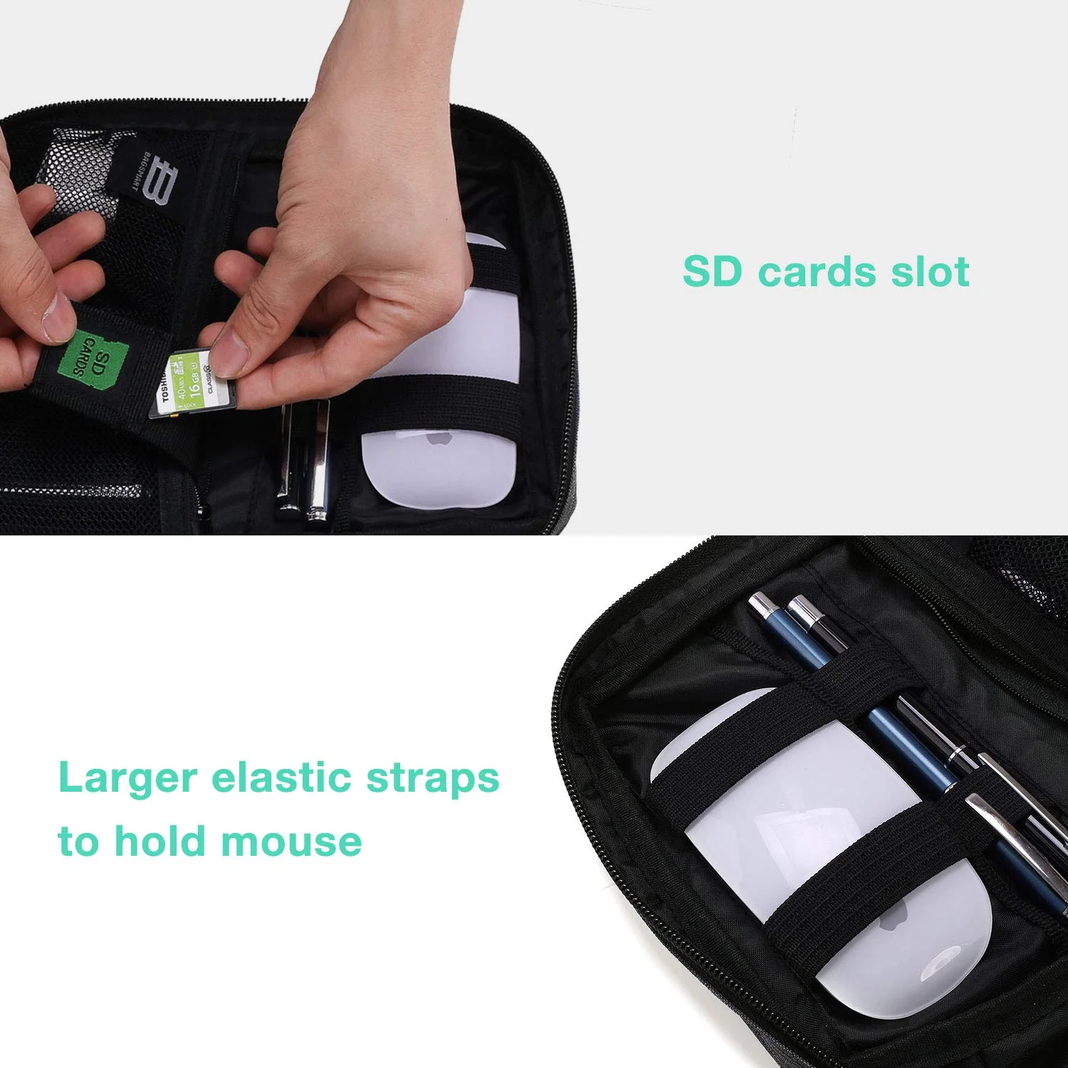 BAGSMART Electronic Organizer Small Travel Cable Organizer Bag for Hard Drives, Cables, Phone, USB, SD Card, Black - Image 4