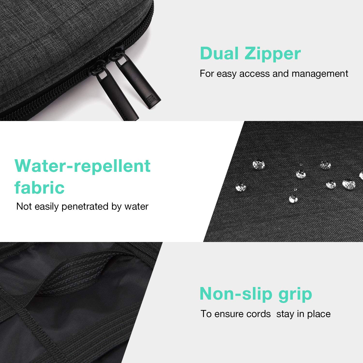 BAGSMART Electronic Organizer Small Travel Cable Organizer Bag for Hard Drives, Cables, Phone, USB, SD Card, Black - Image 5