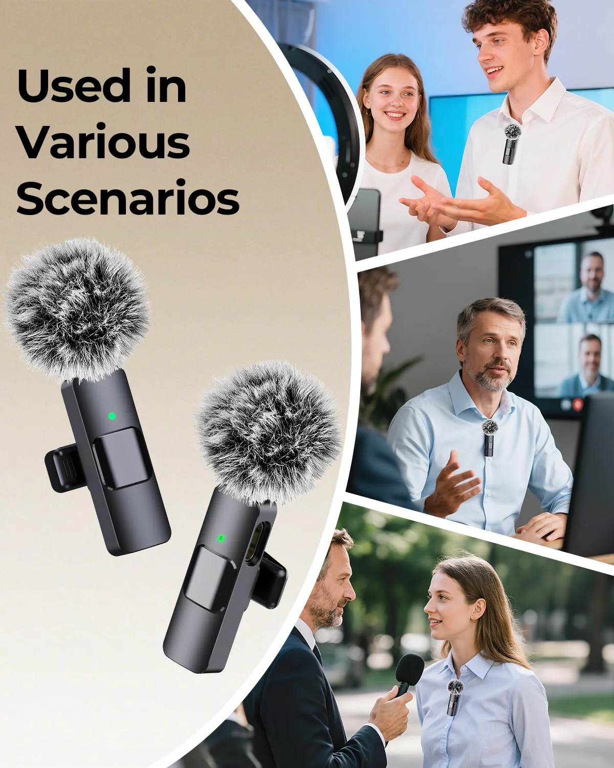 BAILIXIN 3-in-1 Microphone for iPhone, Android, Camera, Wireless Microphones, Mini Microphone, Lapel Mic with Noise Reduction, Crystal Clear Sound & 7H Battery for Recording, YouTube, Podcast Charcoal Black - Image 6