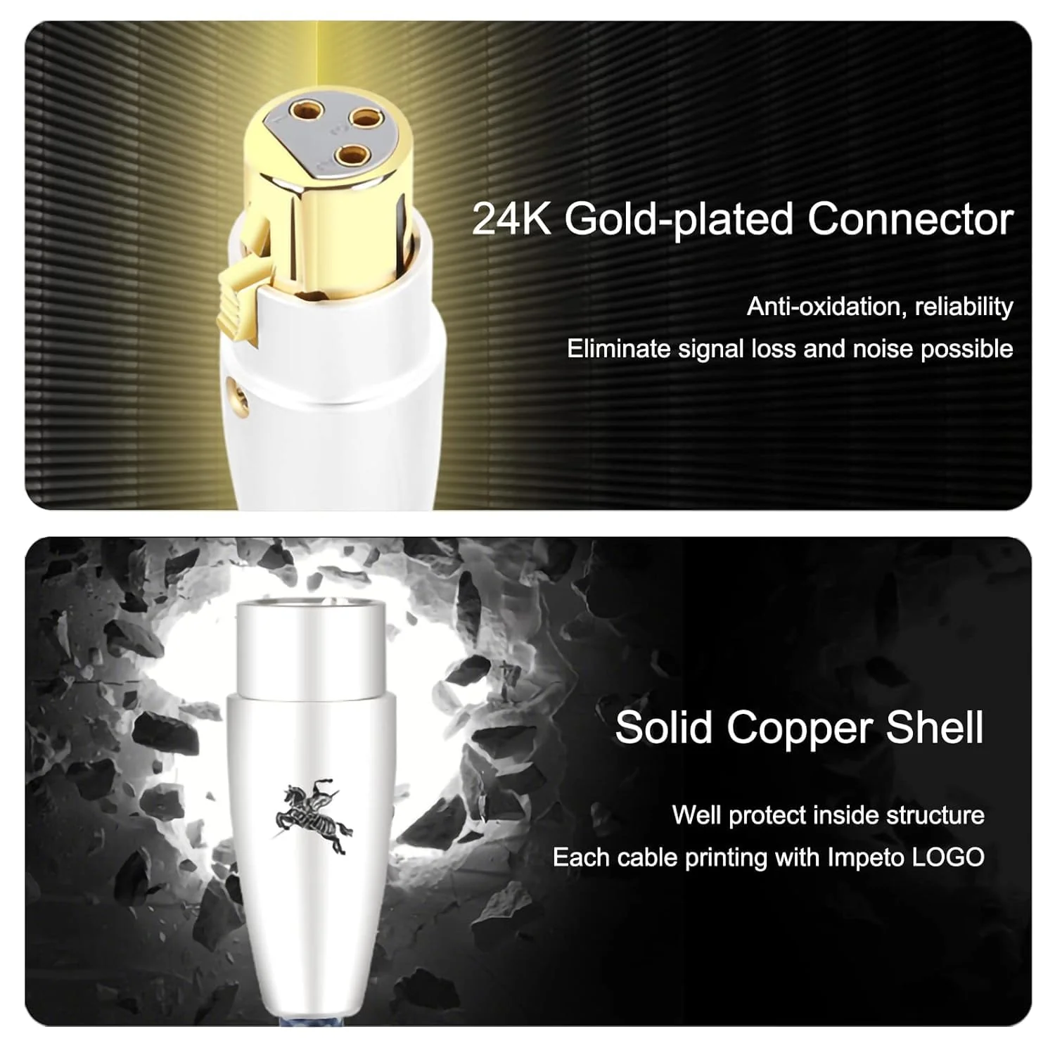 Balanced XLR Cables, 3-Pin Balanced XLR Microphone Cable Male to Female Mic Cable, 24k Gold Plated Connector and Solid Copper Shell (3.28ft/1m) 3.28ft/1m - Image 3