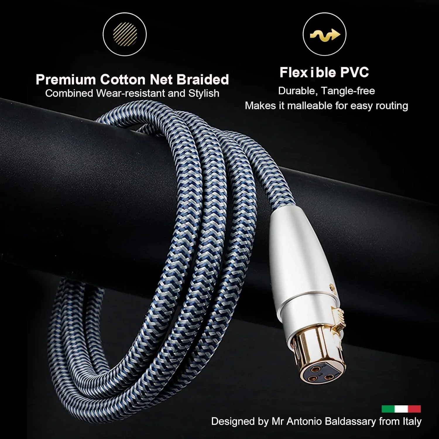 Balanced XLR Cables, 3-Pin Balanced XLR Microphone Cable Male to Female Mic Cable, 24k Gold Plated Connector and Solid Copper Shell (3.28ft/1m) 3.28ft/1m - Image 5
