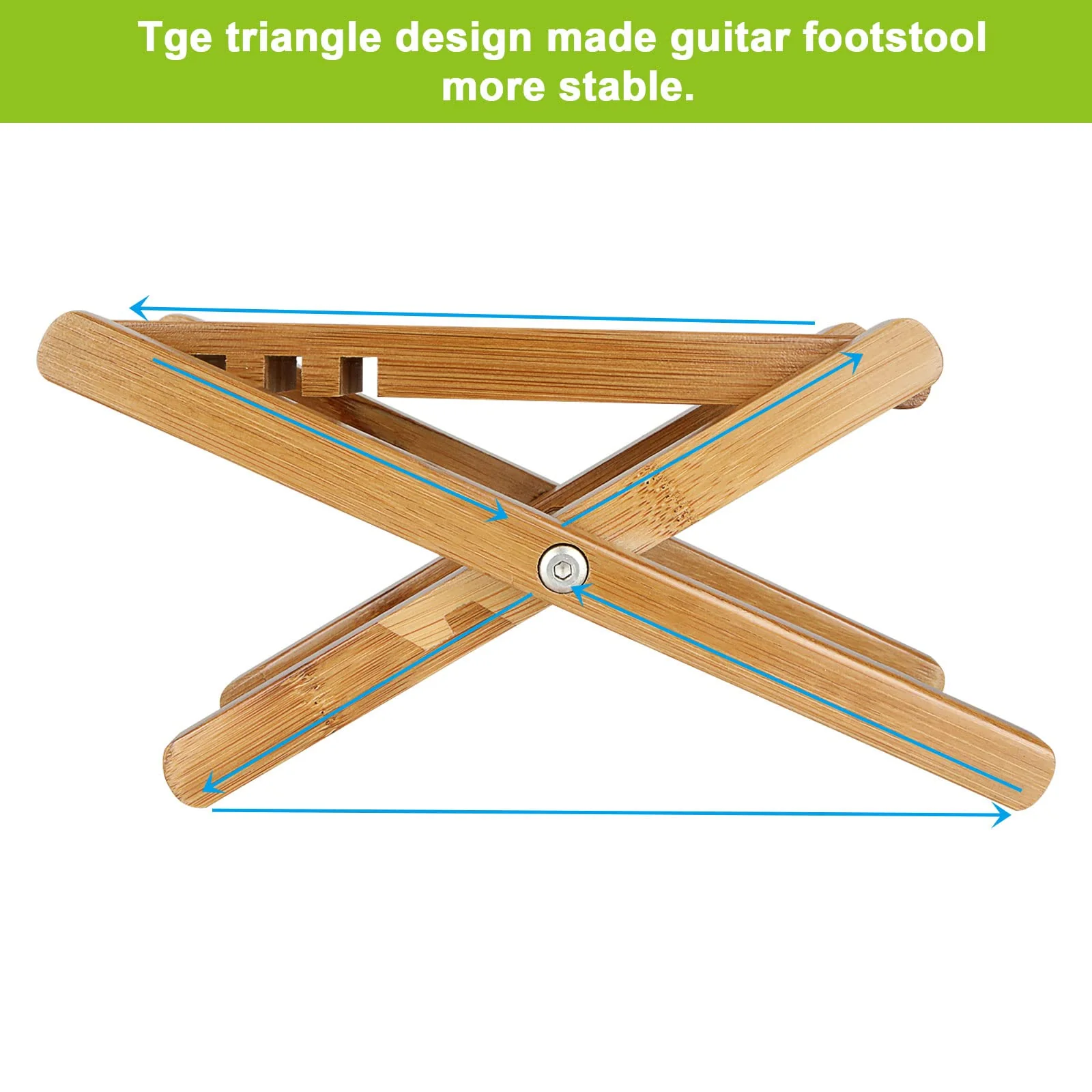 Bamboo Guitar Foot Stool 9.25 Inch 4 Gear Adjustable Non-Slip Foot Rest for Classical Guitar Player - Image 4