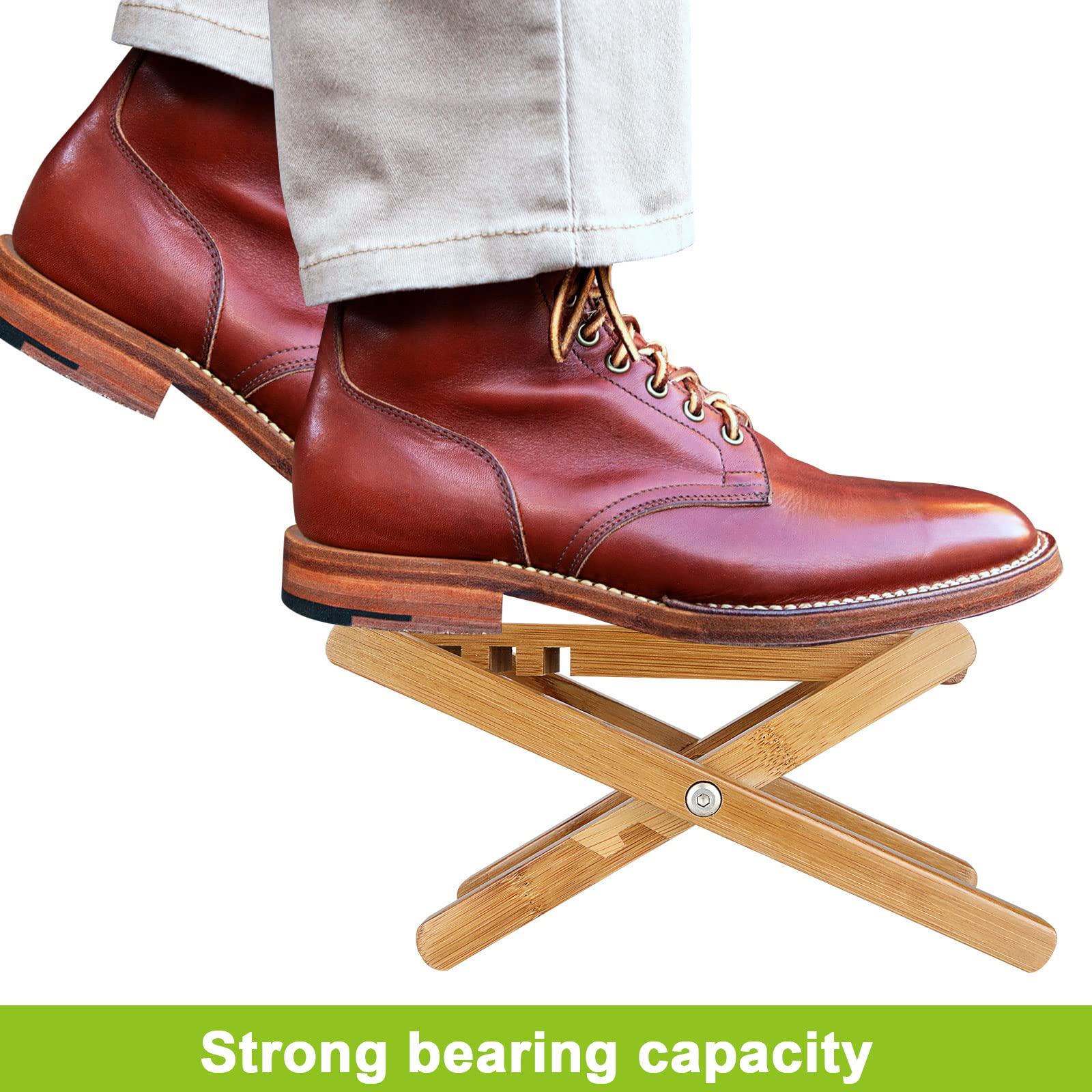 Bamboo Guitar Foot Stool 9.25 Inch 4 Gear Adjustable Non-Slip Foot Rest for Classical Guitar Player - Image 5