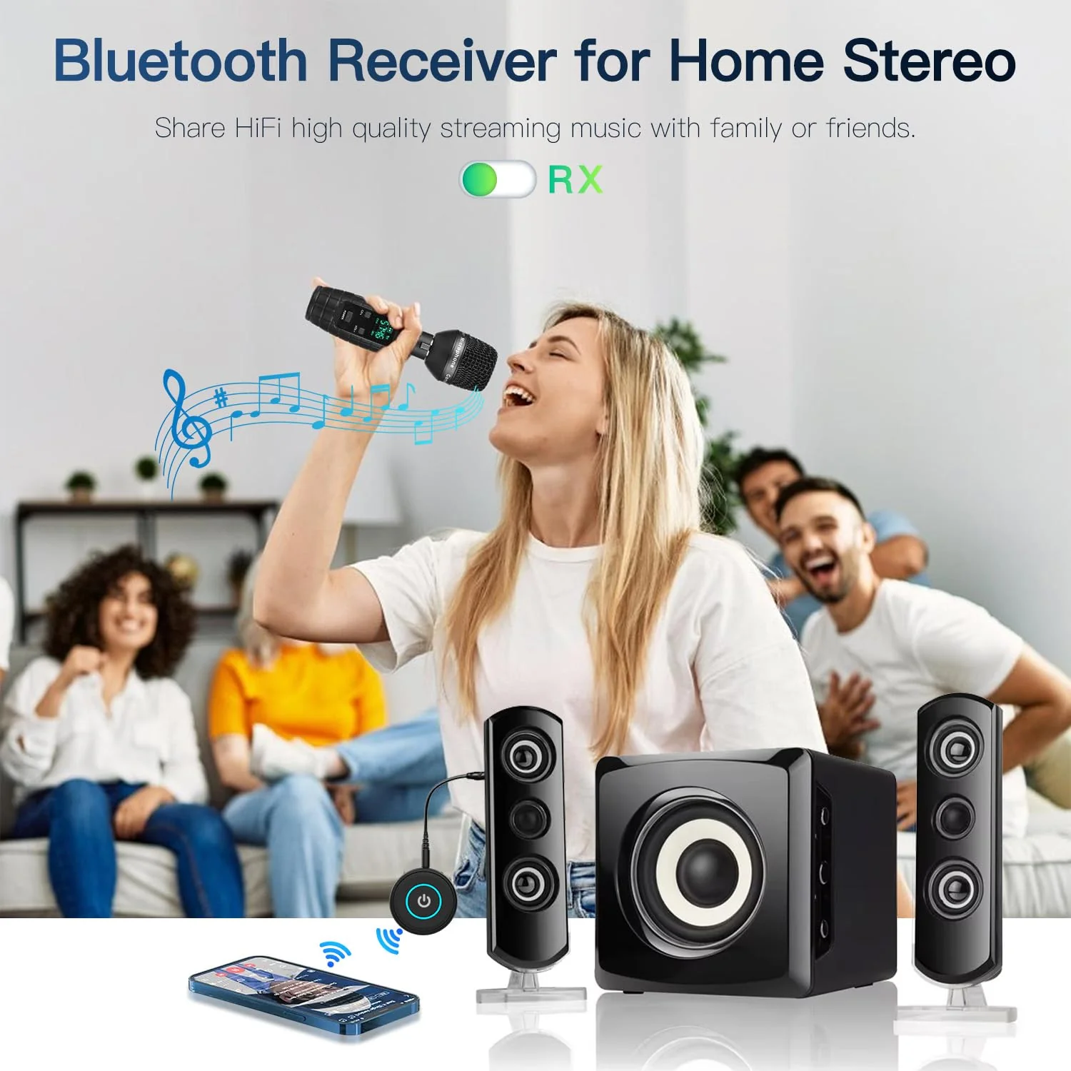 BANIGIPA Bluetooth 5.3 Transmitter Receiver, 2-in-1 Wireless Transmitter Receiver for TV/Airplane/Home Stereo/Speakers/Headphones/Car, Audio Adapter w/3.5mm AUX/RCA Jack, Dual Link, Low Latency, 16H - Image 7