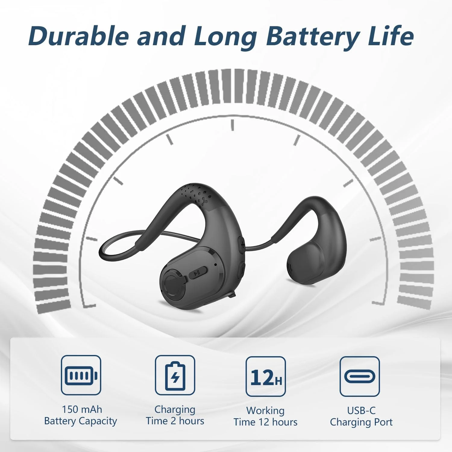BANIGIPA Bluetooth Headset with Removable Microphone, Noise Cancelling Wireless Headset for Phones Laptop Computer PC, Open Ear Headphones for Office Meeting Running Cycling Driving Working-12 Hrs A-G9 Black Headset Set - Image 6