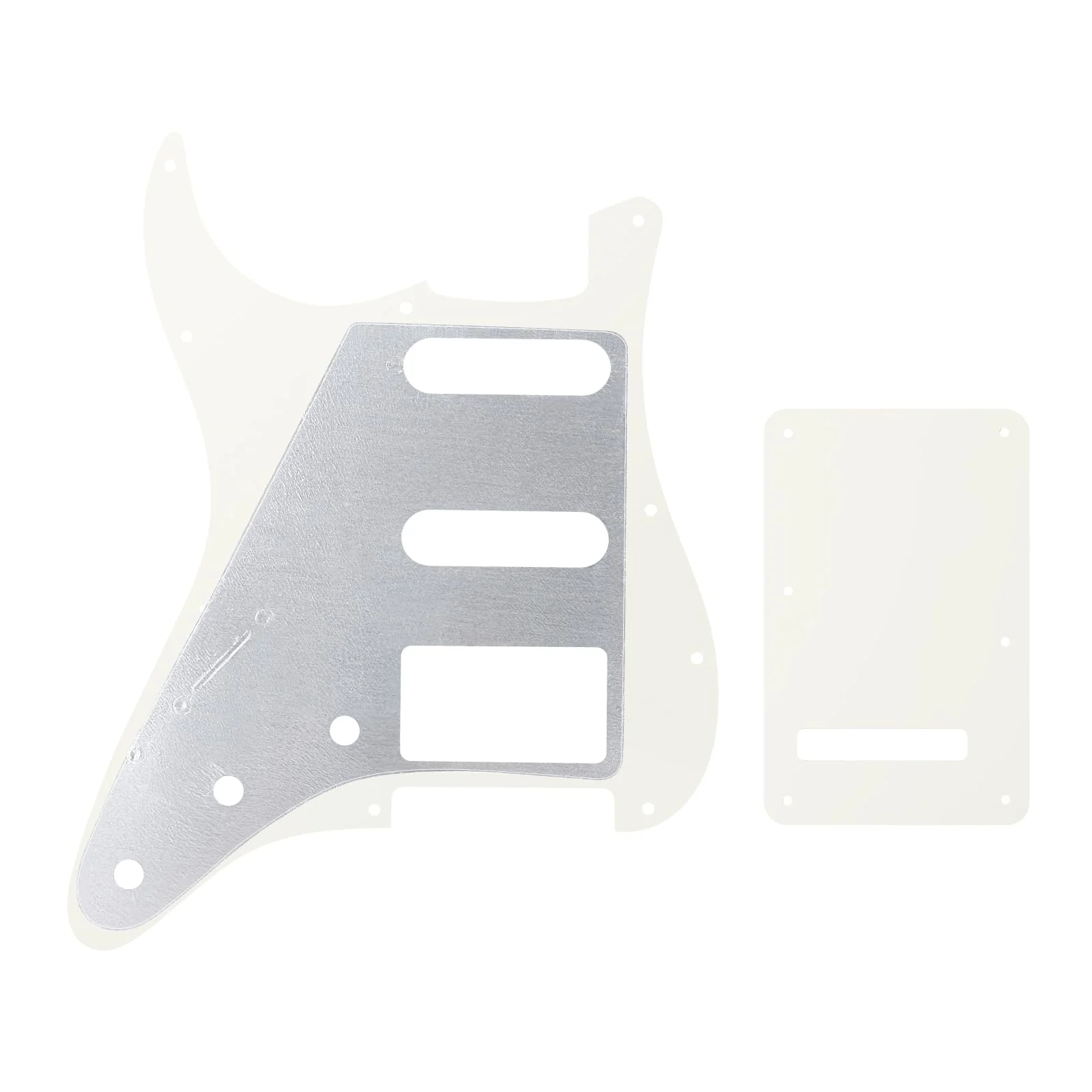 Banworks 3Ply Strat HSS Pickguard 11-Hole SSH Pickguard Scratch Plate with Backplate 6-Hole Trem Tremolo Cover Set for USA/Mexican Modern Style Standard Stratocaster ST JT/HB-09 Vintage White - Image 3