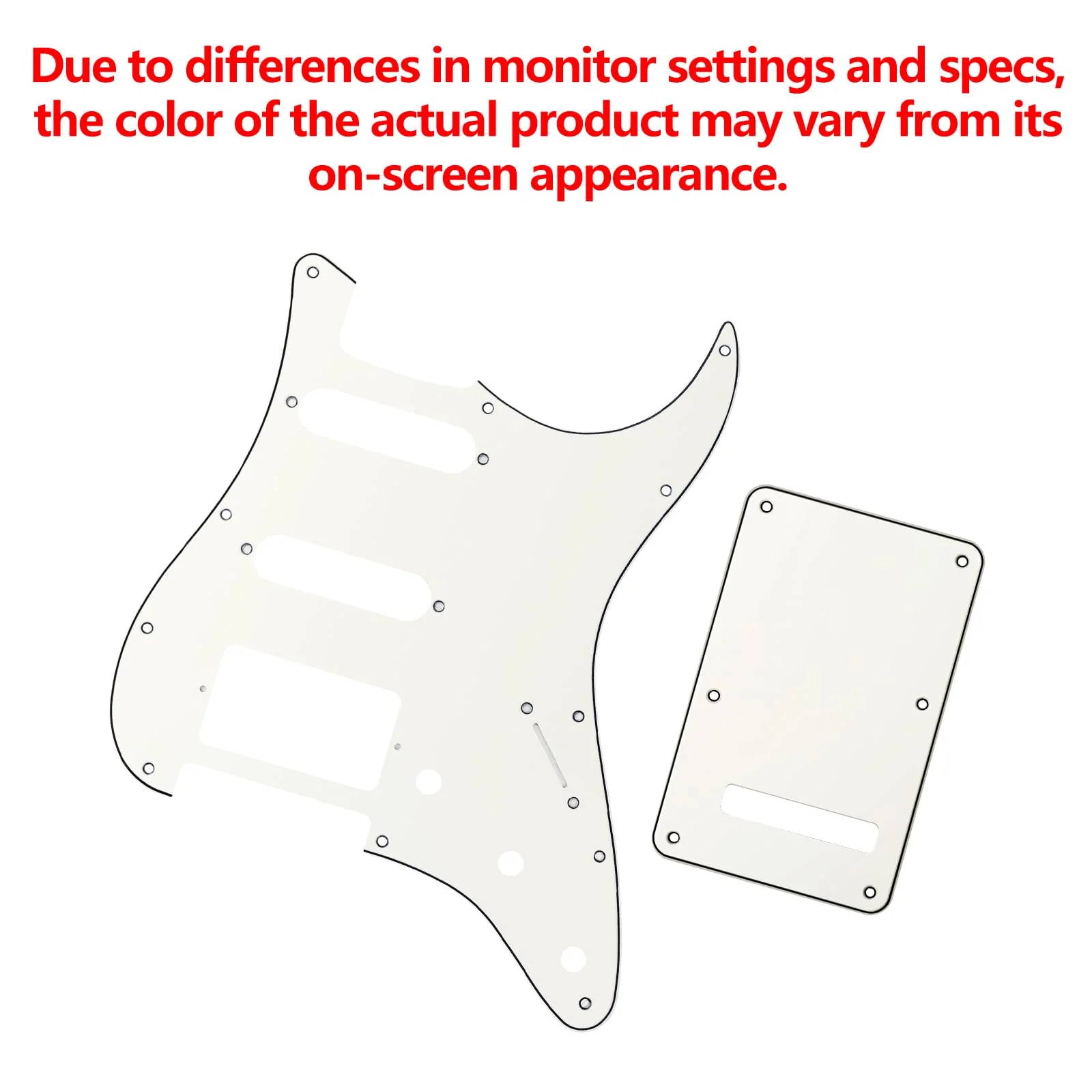 Banworks 3Ply Strat HSS Pickguard 11-Hole SSH Pickguard Scratch Plate with Backplate 6-Hole Trem Tremolo Cover Set for USA/Mexican Modern Style Standard Stratocaster ST JT/HB-09 Vintage White - Image 4