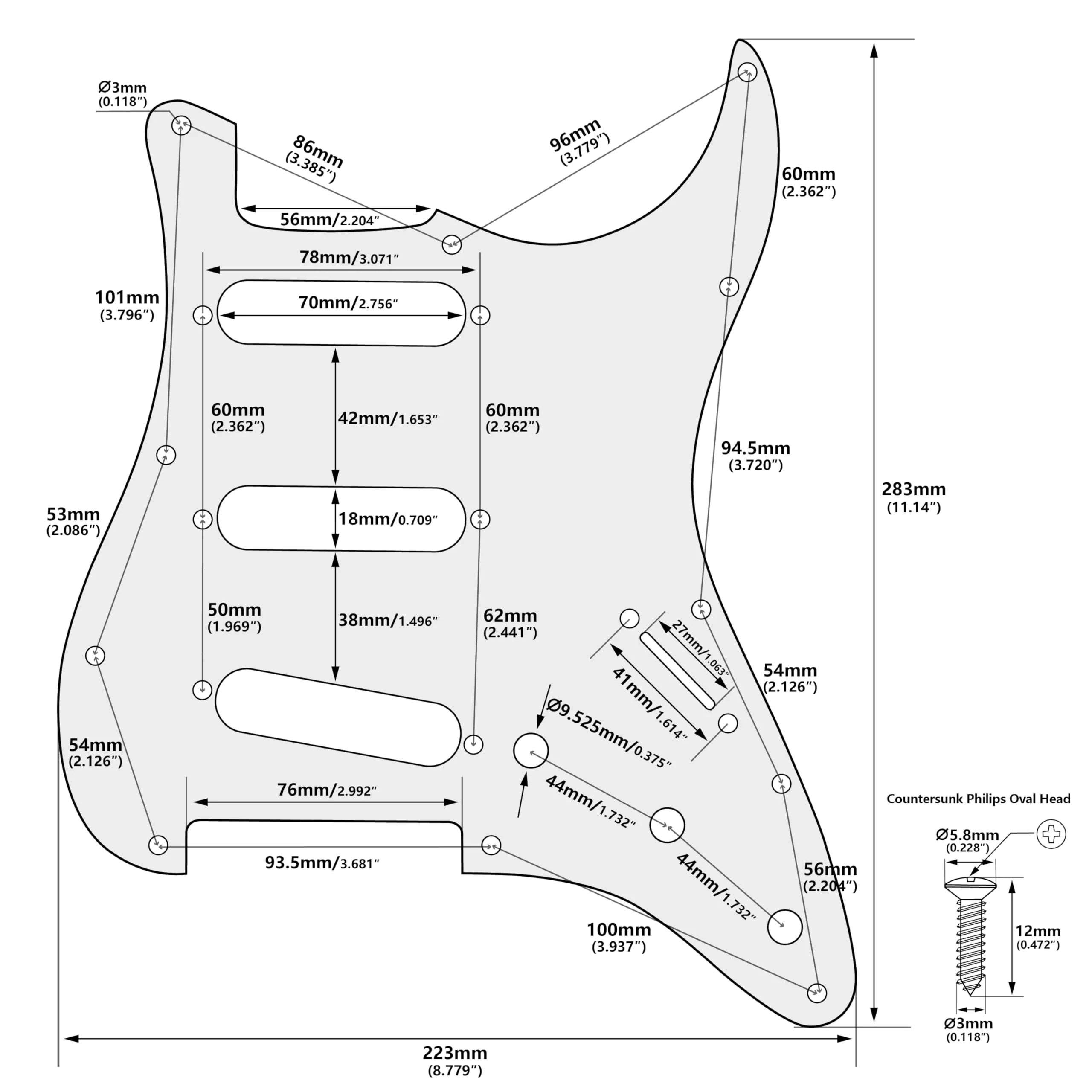 Banworks 4 Ply Strat SSS Pickguard 11-Hole Electric Guitar Pickguard Scratch Plate for USA/Mexican Fender Modern Style Standard Stratocaster ST JT/HB-01 Black Pearl - Image 2