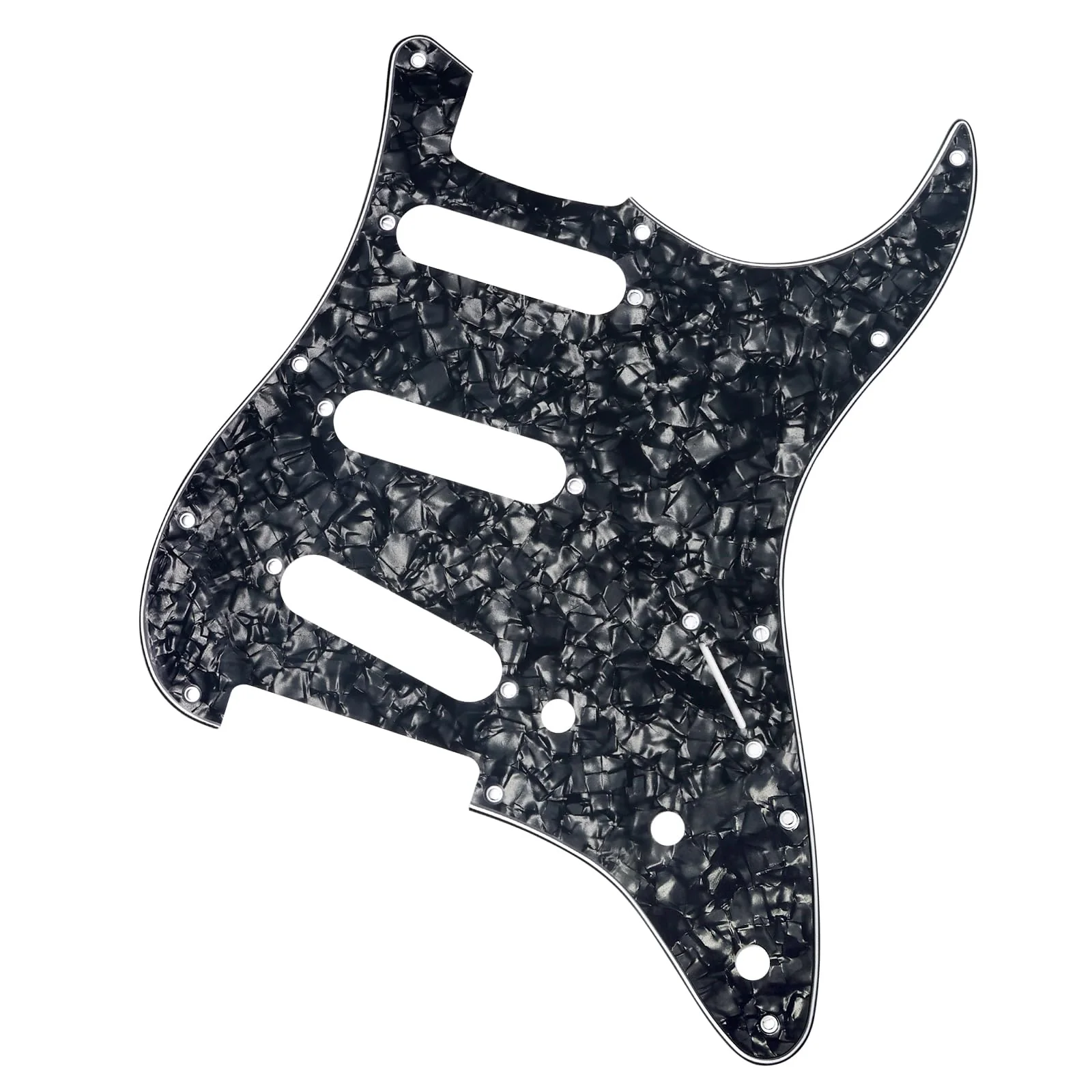 Banworks 4 Ply Strat SSS Pickguard 11-Hole Electric Guitar Pickguard Scratch Plate for USA/Mexican Fender Modern Style Standard Stratocaster ST JT/HB-01 Black Pearl - Image 4