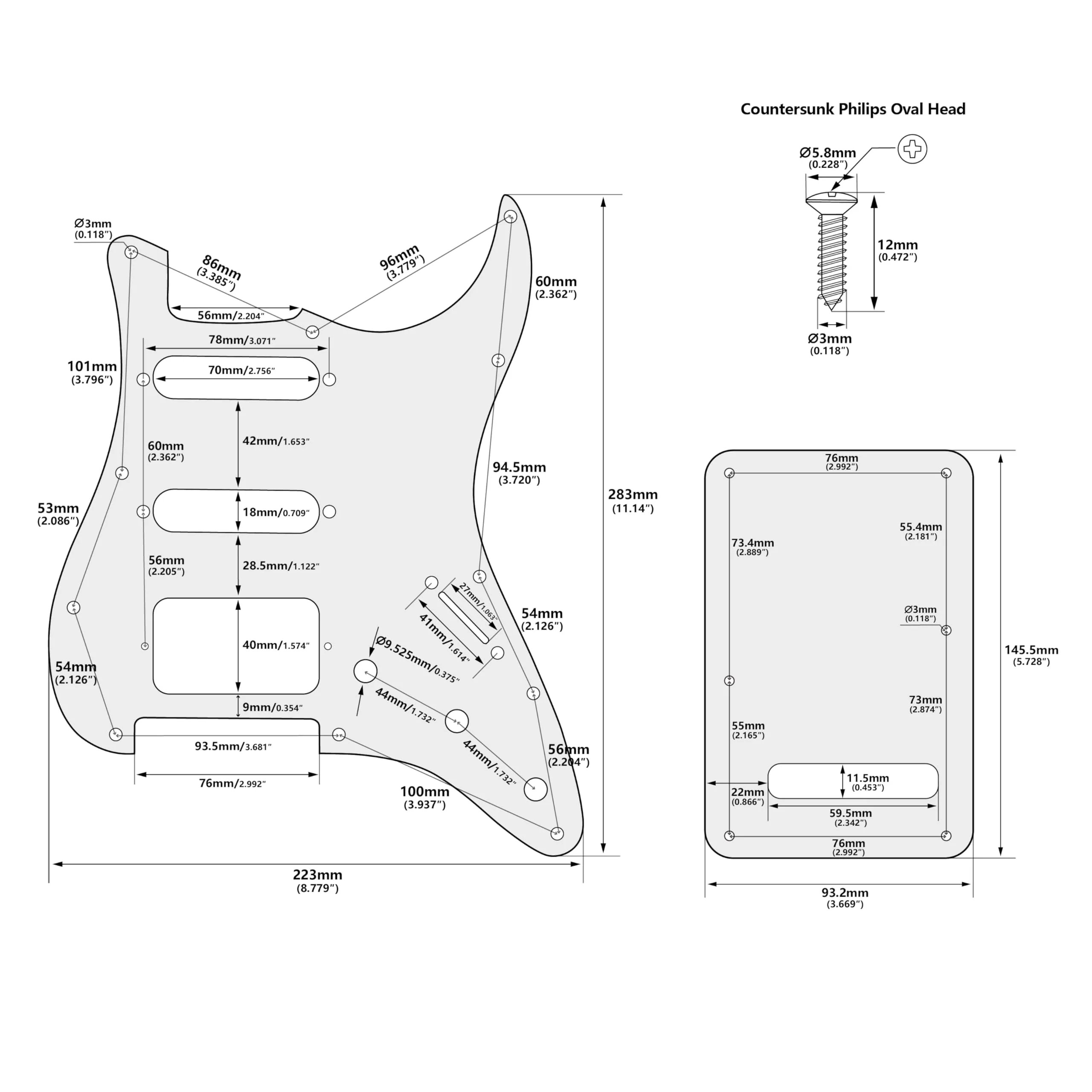 Banworks 4Ply Strat HSS Pickguard 11-Hole SSH Pickguard Scratch Plate with Backplate 6-Hole Trem Tremolo Cover Set for USA/Mexican Modern Style Standard Stratocaster ST JT/HB-09 Purple Pearl - Image 2