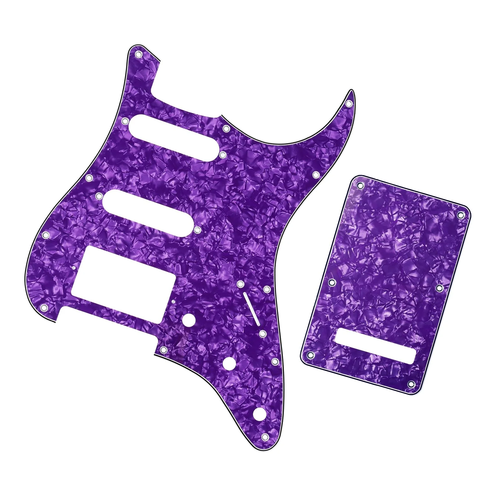 Banworks 4Ply Strat HSS Pickguard 11-Hole SSH Pickguard Scratch Plate with Backplate 6-Hole Trem Tremolo Cover Set for USA/Mexican Modern Style Standard Stratocaster ST JT/HB-09 Purple Pearl - Image 4