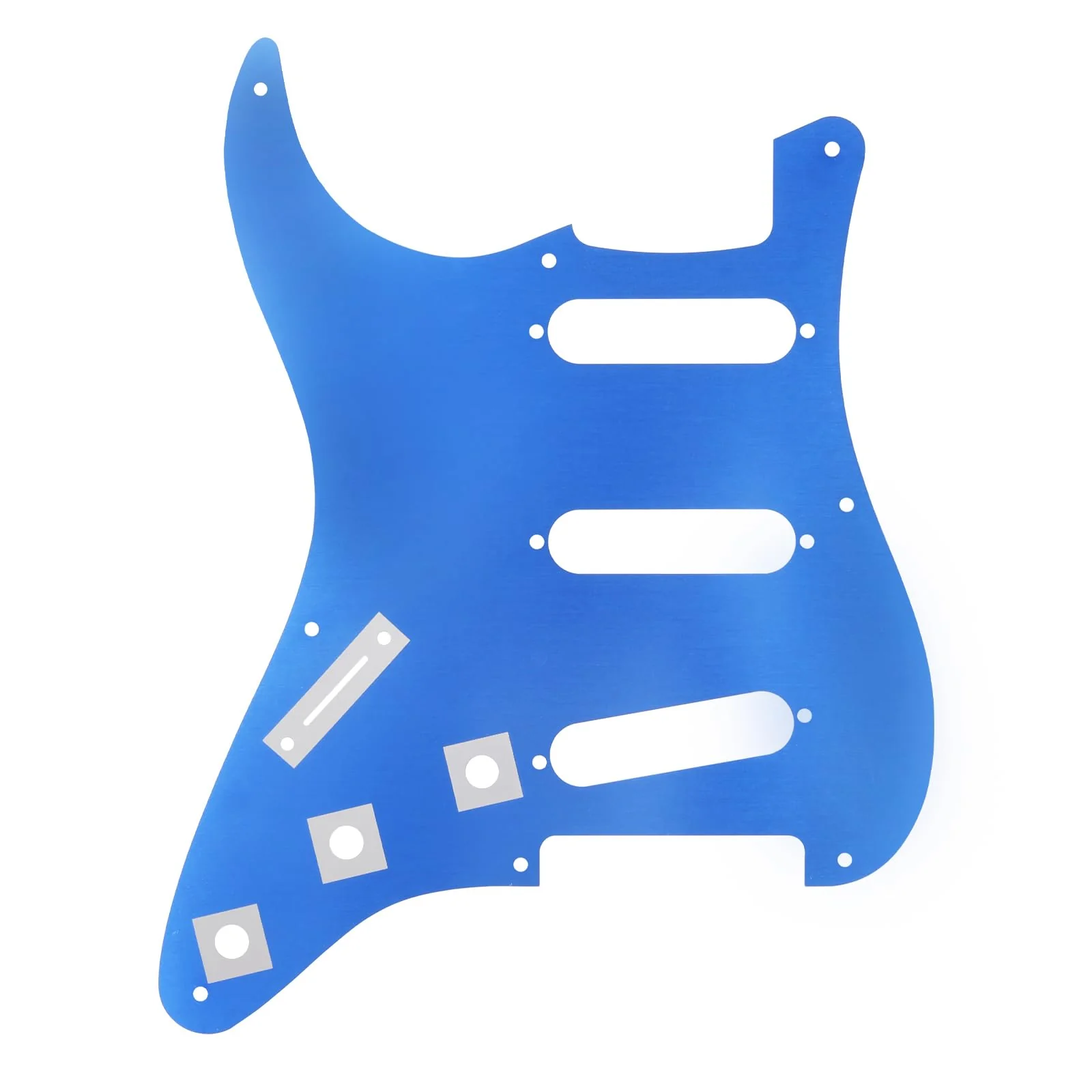 Banworks CNC Processed Aluminum 8-Hole Vintage 50s ST SSS Pickguard 1 Ply Srtaight Edge Guitar Scratch Plate for Squier Classic Vibe SQ CV 50s Reissue Vintage Strat Style Electric Guitar JT/HB-15 Blue Aluminum Blue - Image 4