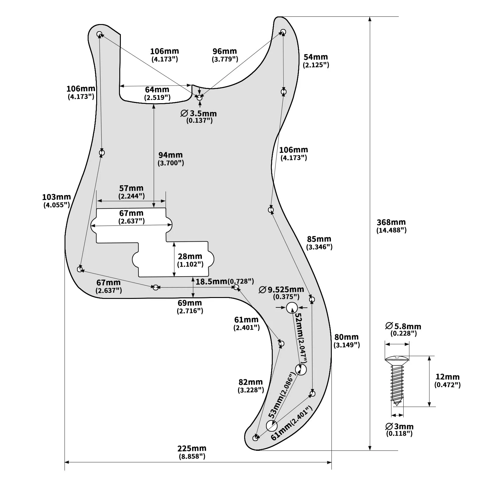 Banworks CNC Processed Aluminum Precision Bass Pickguard 1.5mm-Thick 1 Ply 13-Hole Straight Edge P Bass PB Scratch Plate for USA/Mexican Modern Style Fender Ultra Precision Bass JT/HB-10 Red Aluminum Red - Image 2