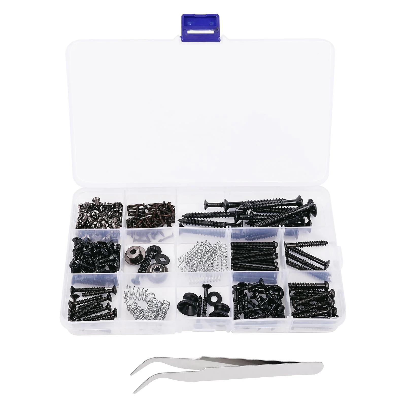 Banworks Metric Sized 258pcs Electric Guitar Screws Kit for Tele/Strat Bridge, Neck Plate, Pickup Rings, Humbucker Pickups, ST/TL Pickups, Pickguards, Tuners, Pickup Selector Switch, Strap End Pins Black - Image 6