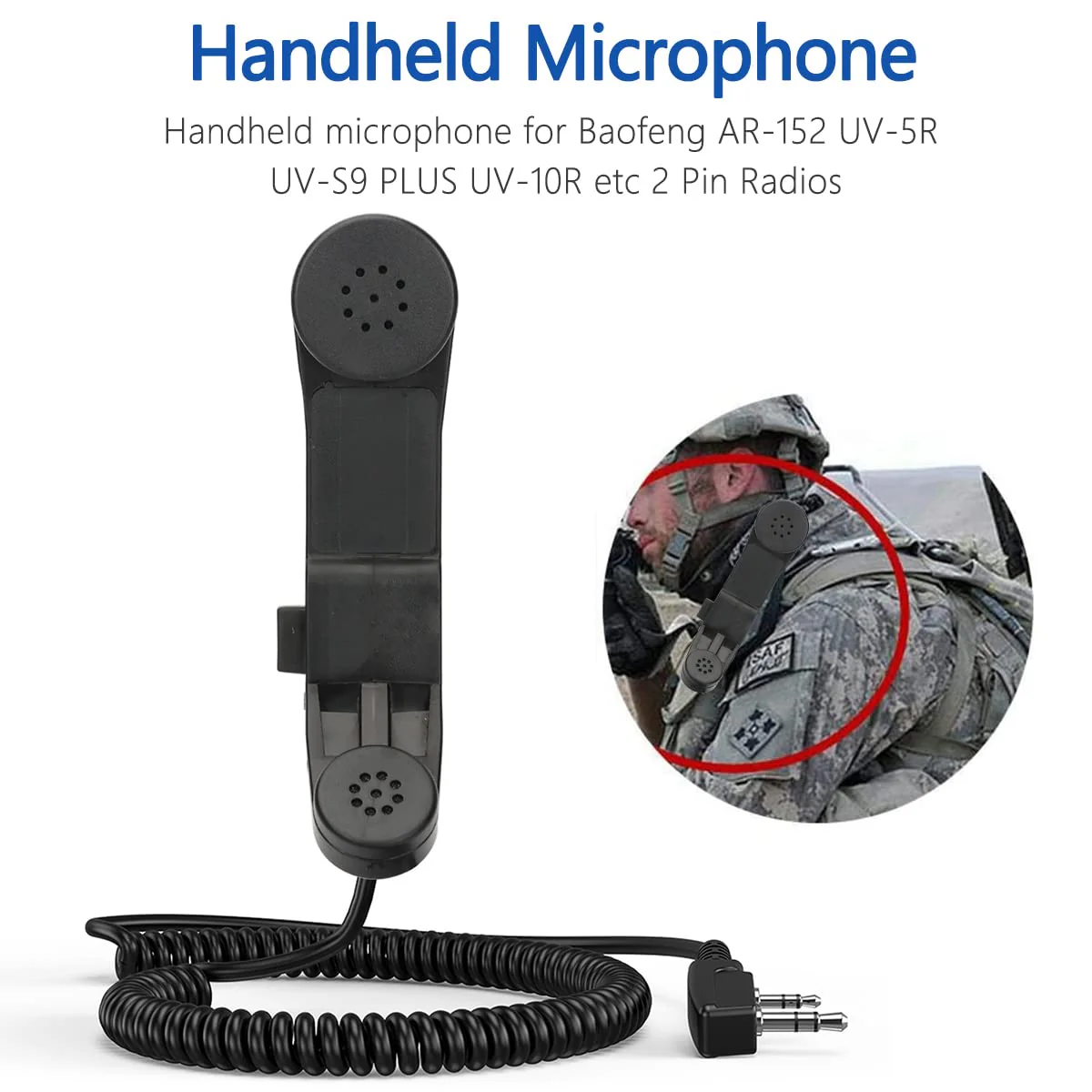 Baofeng Military Grade Radio 2Pin K-Type Microphone Military Handheld Speaker Mic for BaoFeng AR-152 UV-5R UV-S9 Plus UV-82 UV-6R DM-5R Plus Kenwood Wouxun Qansheng Puxing HYT Two Way Radios - Image 3