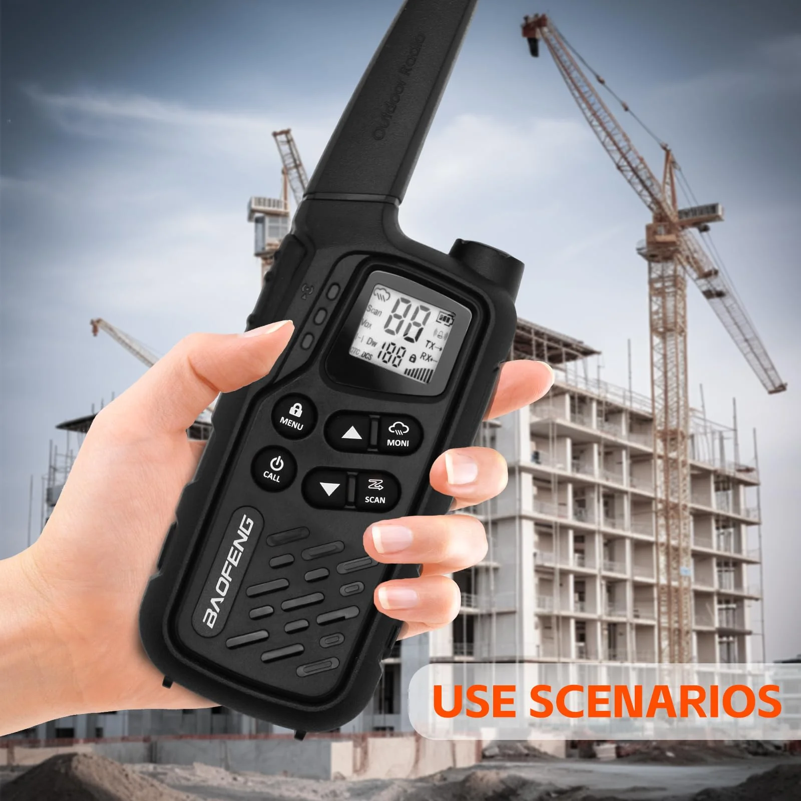 BAOFENG MP25 Walkie Talkies,Family Walkie Talkie Camping Essentials NOAA Weather Scan 155 Privacy Codes 22 FRS Channels 2PC (Black) Black - Image 4