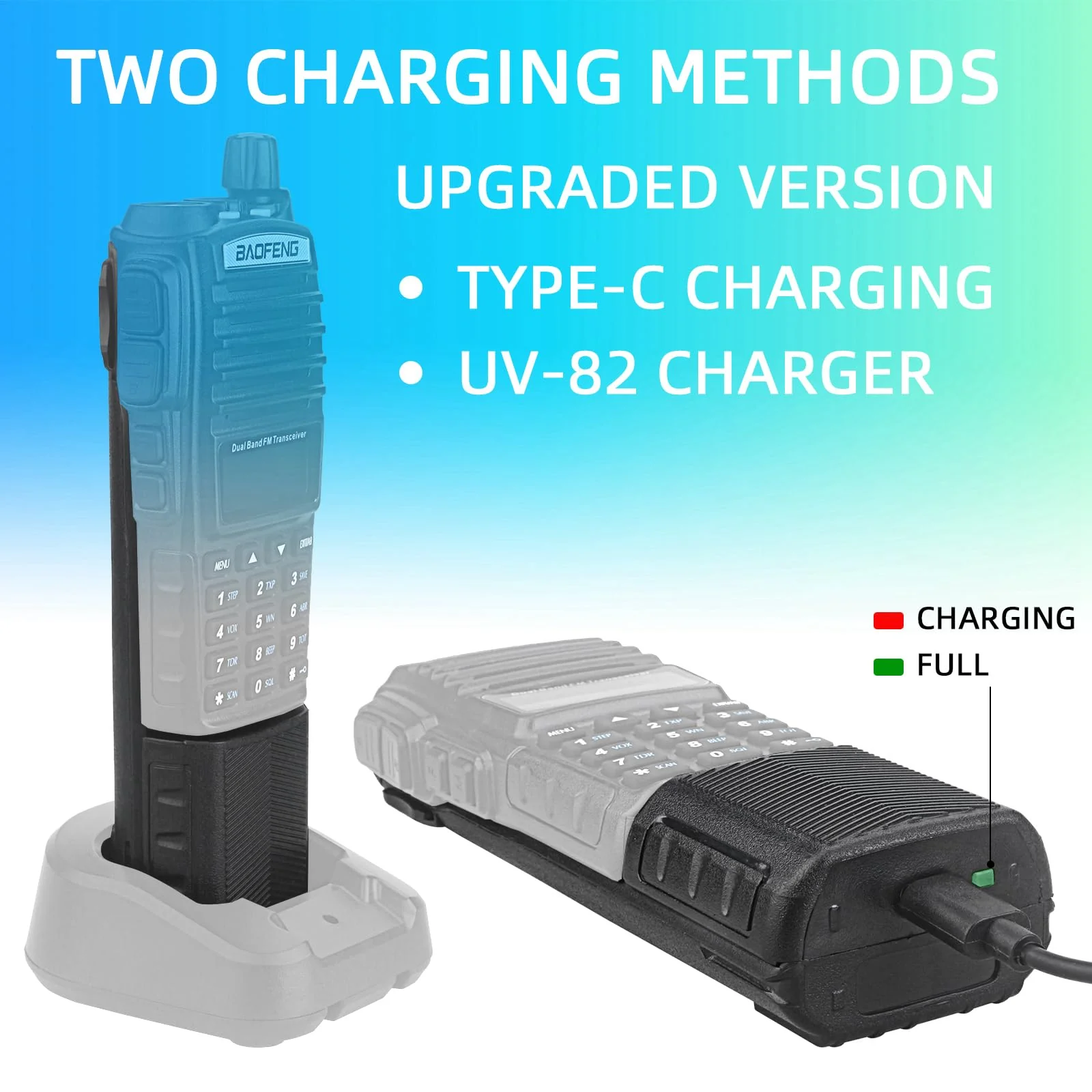 BAOFENG UV-82 Battery,Upgrade 3800mAh High Capacity Extended BL-8 Battery with Type-C Charger for BAOFENG UV-82 UV-82L UV-82C UV-89 GMRS Series Two-Way Radio (2Pack) 2Pack - Image 3