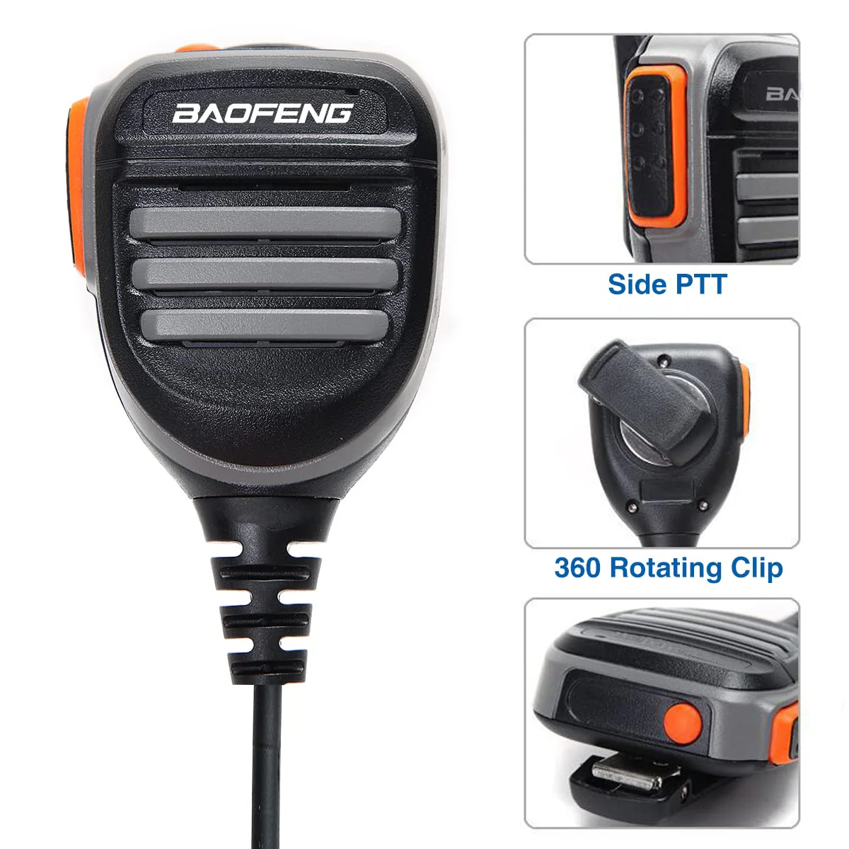 BAOFENG Walkie Talkie Speaker Mic Microphone, Remote Shoulder Police Mic UV-5R BF-F8HP 5RM UV-21R K5PLUS GM-15 Pro UV-5G Plus GM-5RH UV-17R TIDRADIO TD-H3 TD-H8 Quansheng UV-K5 - Image 3