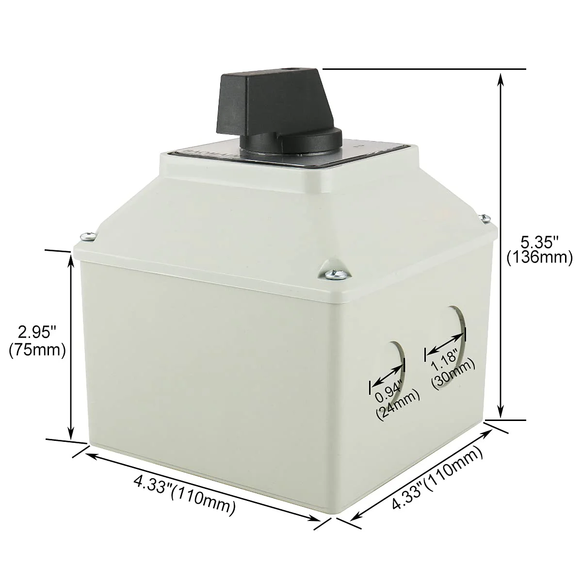 BAOMAIN 3 Phase Rotary Changeover Switch 40A 660V,3 Position (1-0-2) 12 Terminal Universal Cam Selector Switch with Waterproof Exterior Box,Manual Transfer Switch for Motor Control,SZW26-40/D303.3D - Image 3
