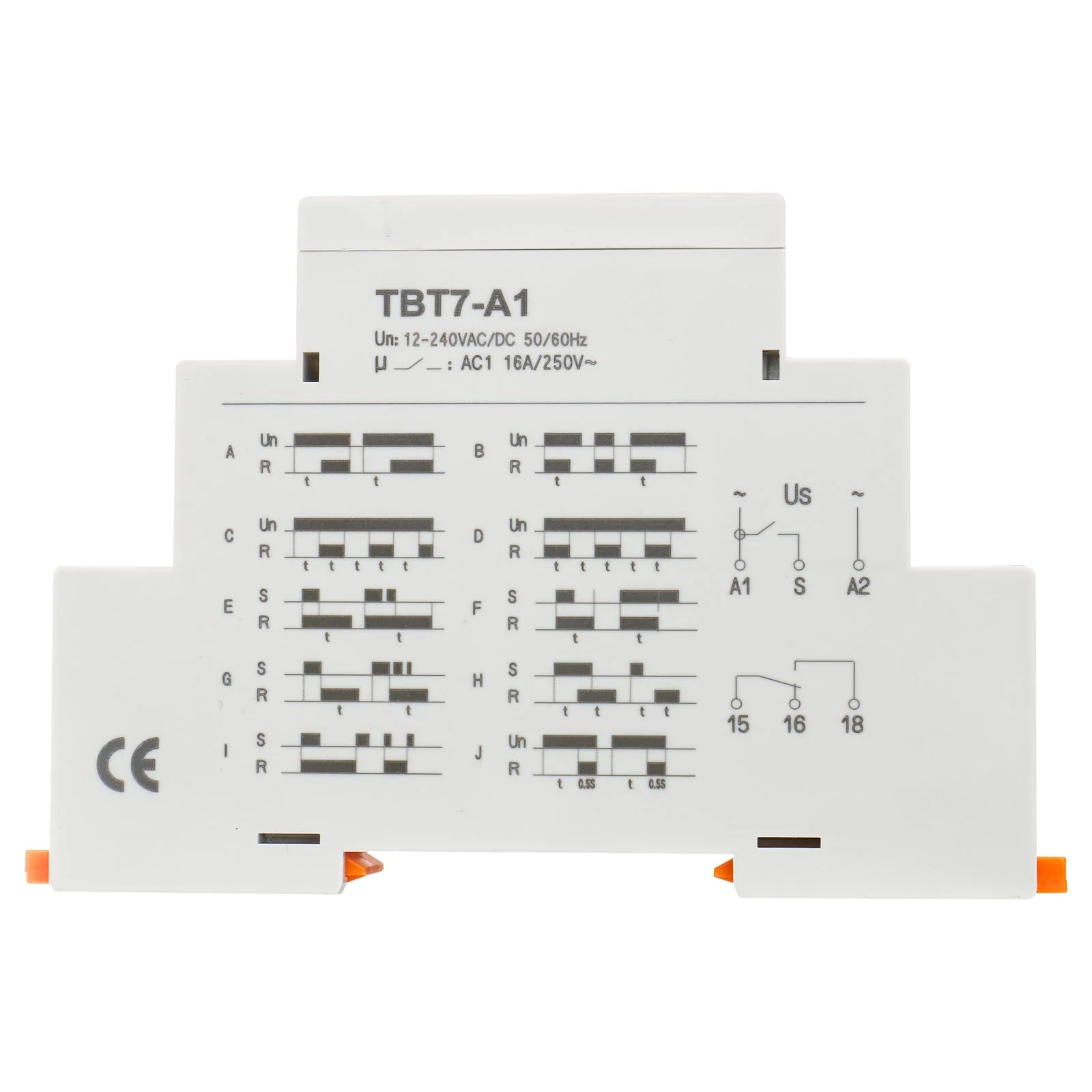 Baomain Multi-Function Time Relay, 16A SPDT 10-Functions, DIN Rail Mounting Timer Relay TBT7-A1 (1-SPDT, 12-240VAC/DC) - Image 2