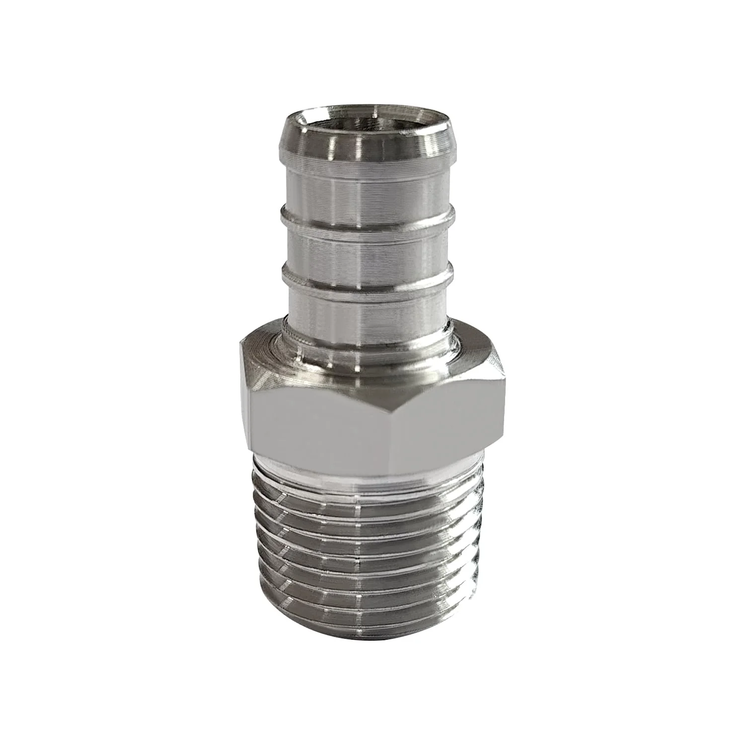 Barb Crimp PEX 1/2" x 3/8" NPT Male Thread Adapter Stainless Steel Crimp Fitting (Pack of 2) 1/2" PEX x 3/8" NPT Male - Image 2