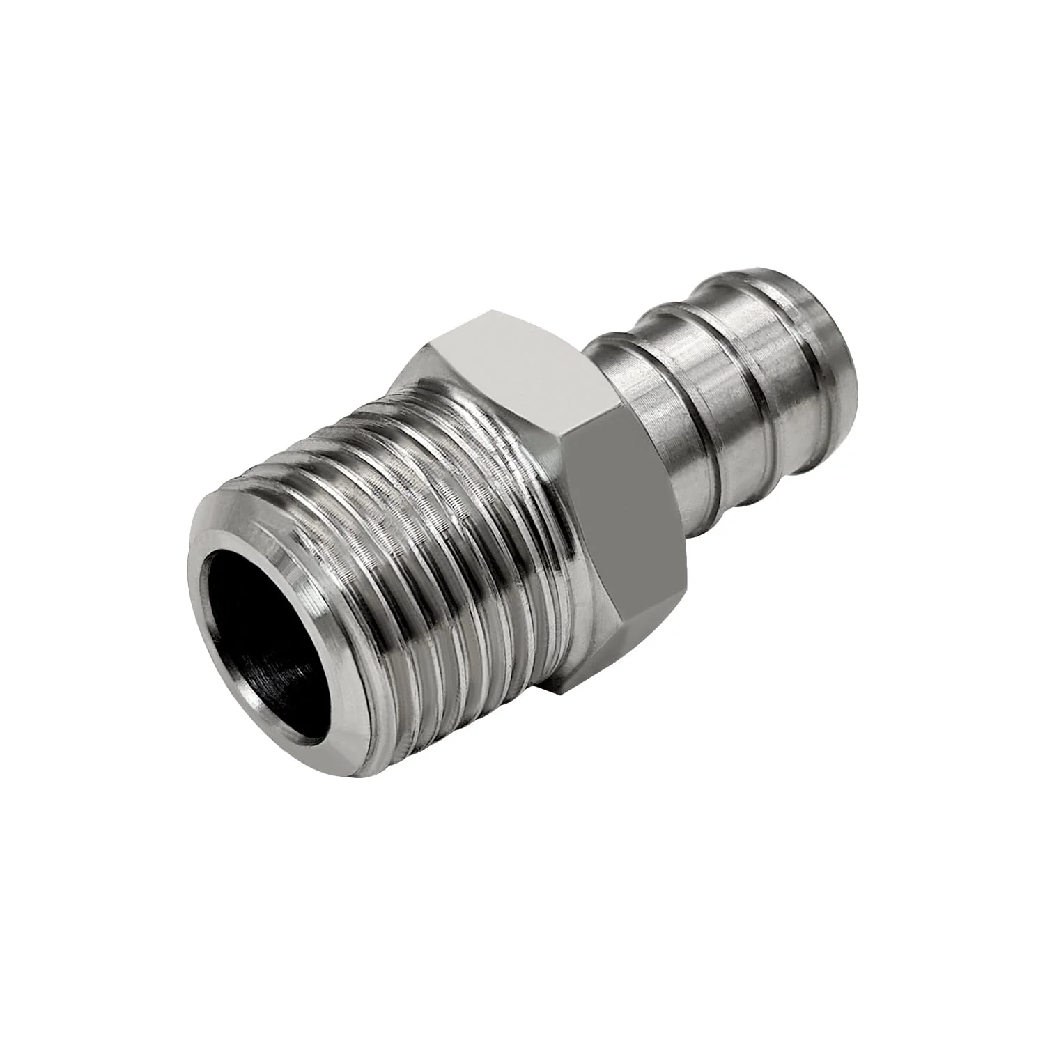Barb Crimp PEX 1/2" x 3/8" NPT Male Thread Adapter Stainless Steel Crimp Fitting (Pack of 2) 1/2" PEX x 3/8" NPT Male - Image 4