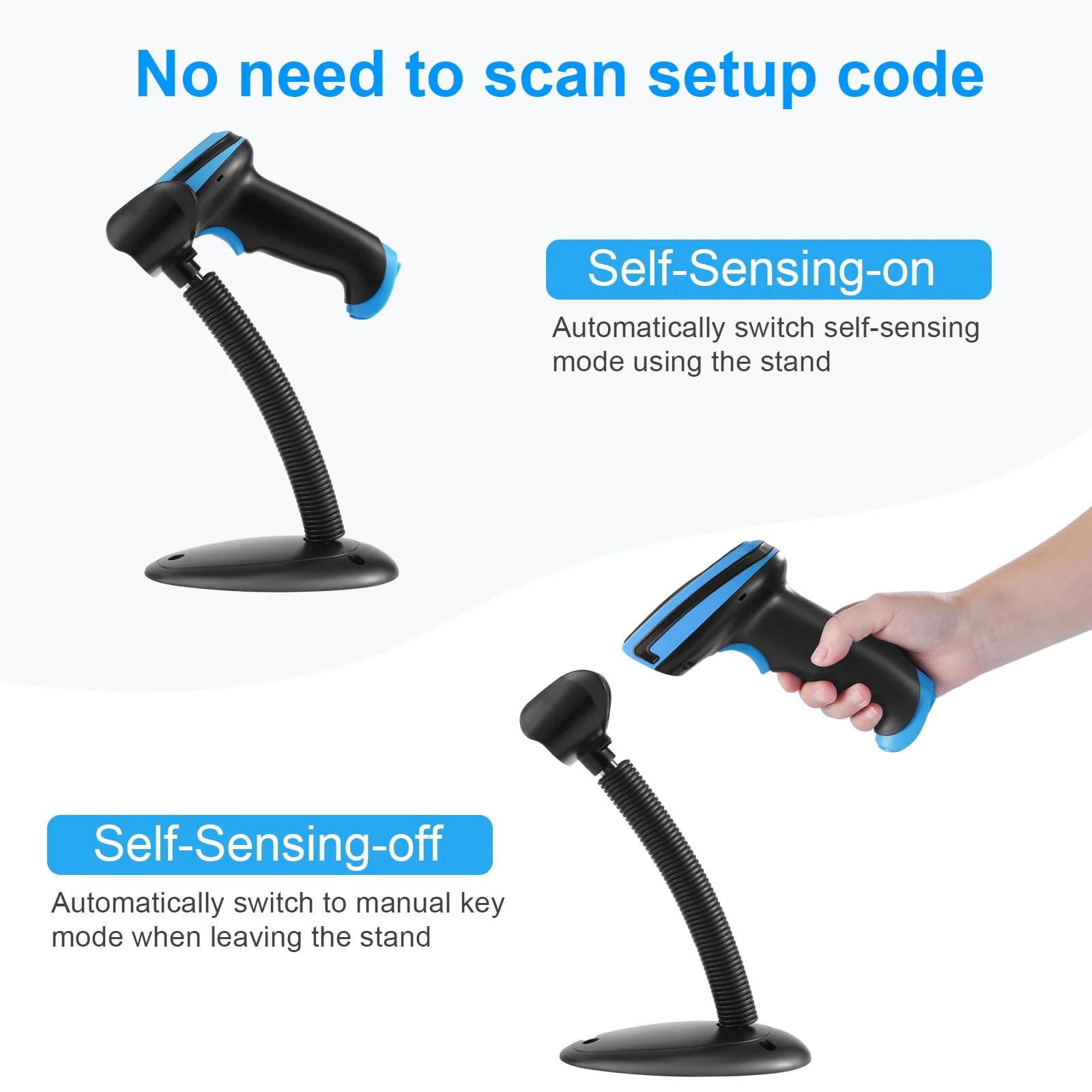 Barcode Scanner Onewscan Wireless 1D Laser Bar Code Scanners with Stand 2.4G Wireless & USB Wired Connection Plug and Play Handheld Bar Code Reader 652wl - Image 3