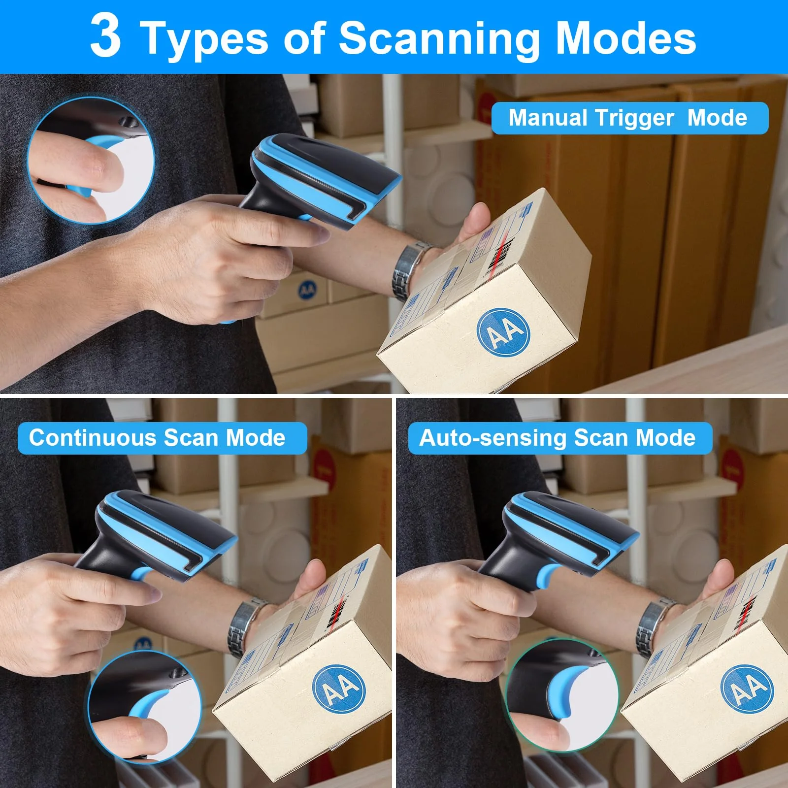 Barcode Scanner Onewscan Wireless 1D Laser Bar Code Scanners with Stand 2.4G Wireless & USB Wired Connection Plug and Play Handheld Bar Code Reader 652wl - Image 7