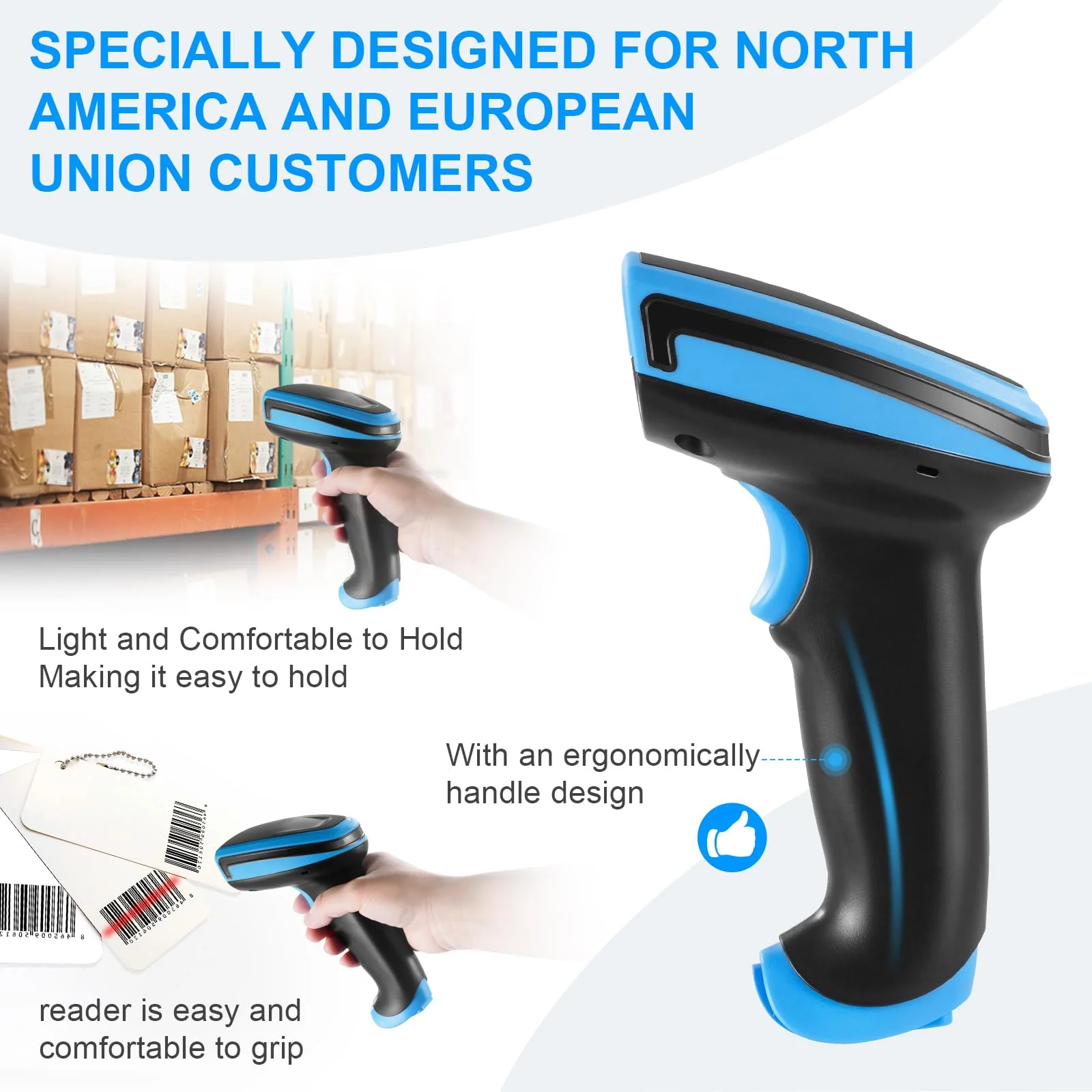 Barcode Scanner Onewscan Wireless 1D Laser Bar Code Scanners with Stand 2.4G Wireless & USB Wired Connection Plug and Play Handheld Bar Code Reader 652wl - Image 8