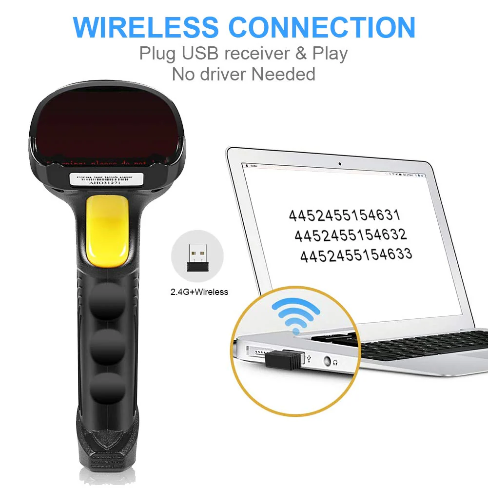 Barcode Scanner Wireless, Basecent USB Quick Laser Barcode Scanner Reader (Lector De Codigo De Barras), Handheld Barcode Reader Scanner for Library Book, Warehouse Inventory, Store - Image 2