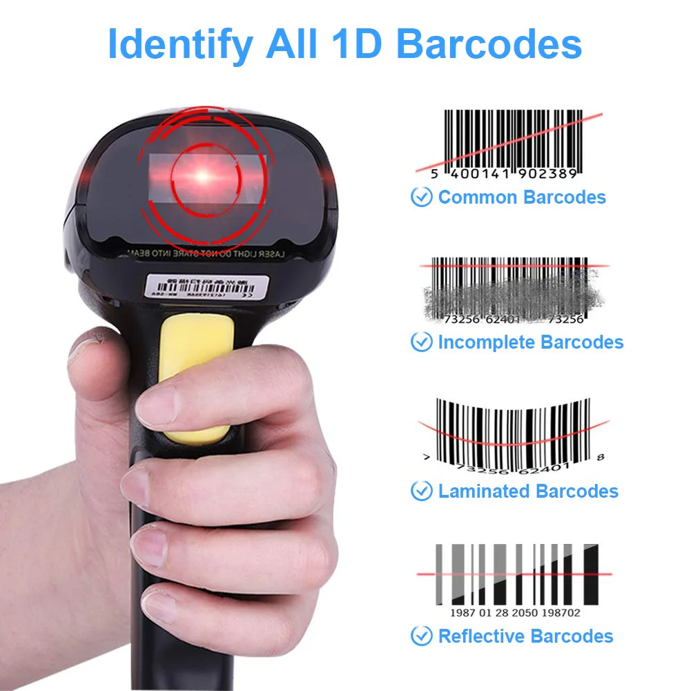 Barcode Scanner Wireless, Basecent USB Quick Laser Barcode Scanner Reader (Lector De Codigo De Barras), Handheld Barcode Reader Scanner for Library Book, Warehouse Inventory, Store - Image 4