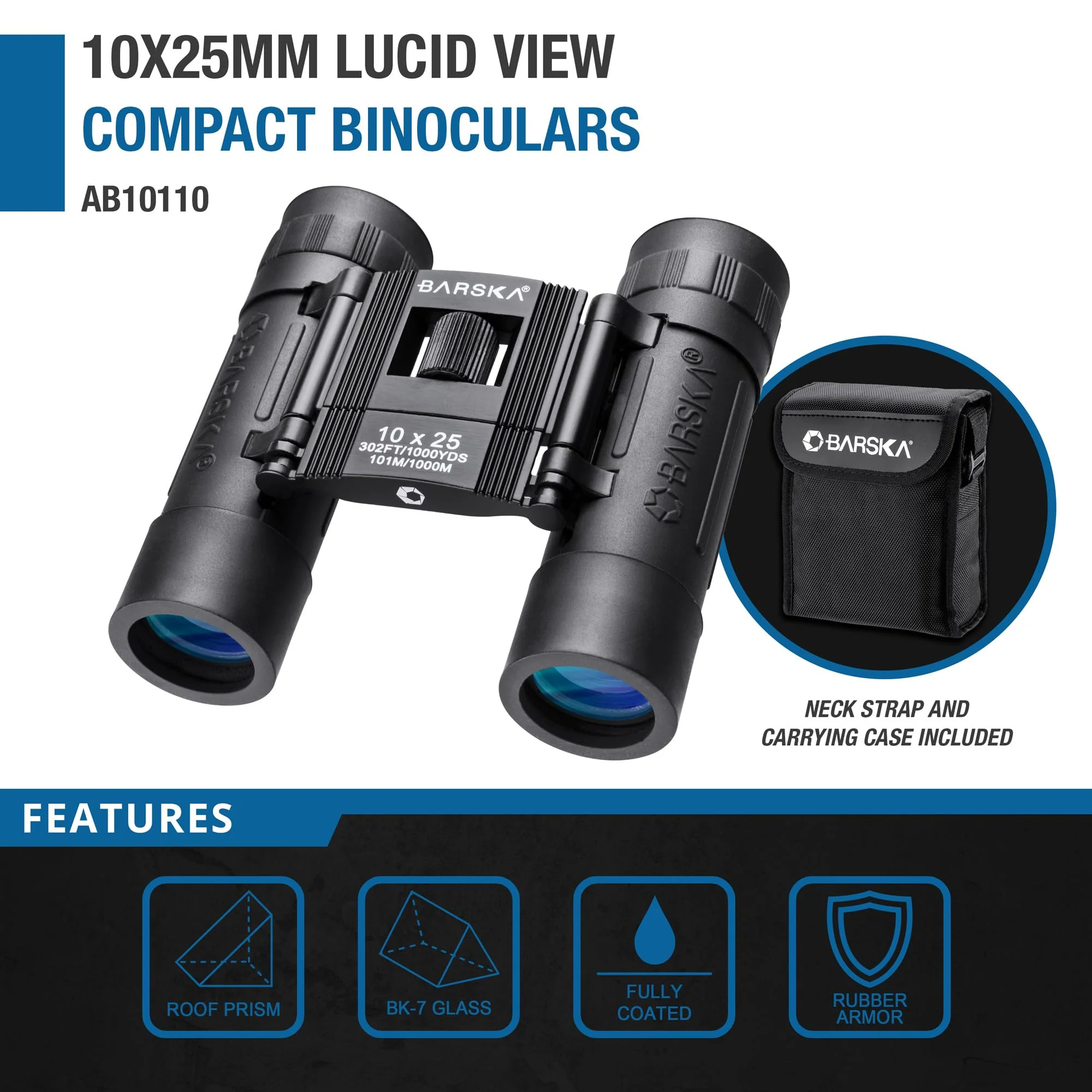 Barska Lucid View 10x25 Compact Binoculars – Lightweight Folding Design with Fully Coated Optics & Rubber Armor – Ideal for Travel, Hiking, Hunting & Sports Black - Image 5