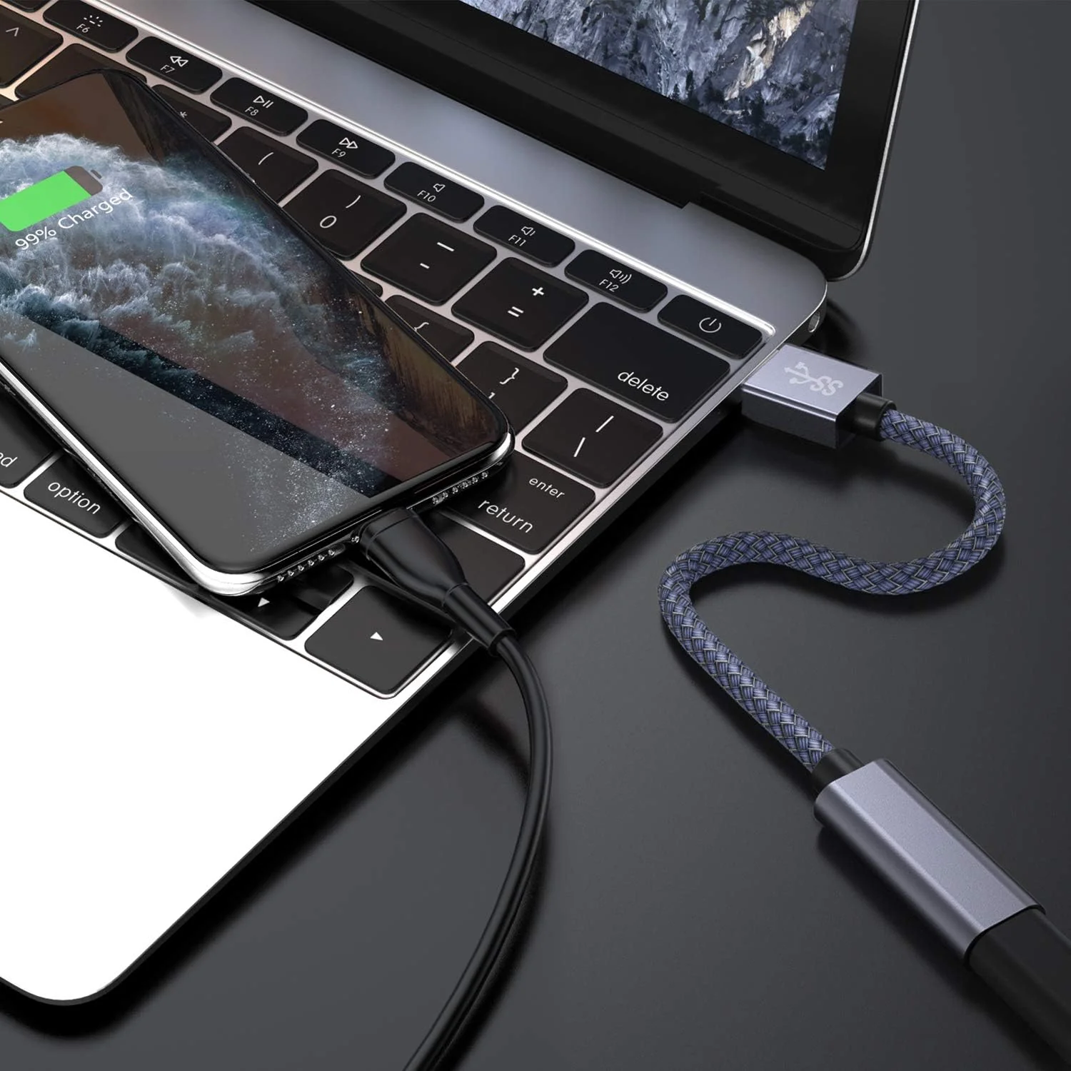 Basesailor USB C Female to USB 3.0 Male Adapter 0.75FT 2Pack,USB 3 to USBC Adapter,iPhone 16 15 Pro Max Charger,5Gbps Type C Cable Converter for iPhone 14 Plus,iPad Mini,Samsung Galaxy S24,Z Fold Flip Gray - Image 7