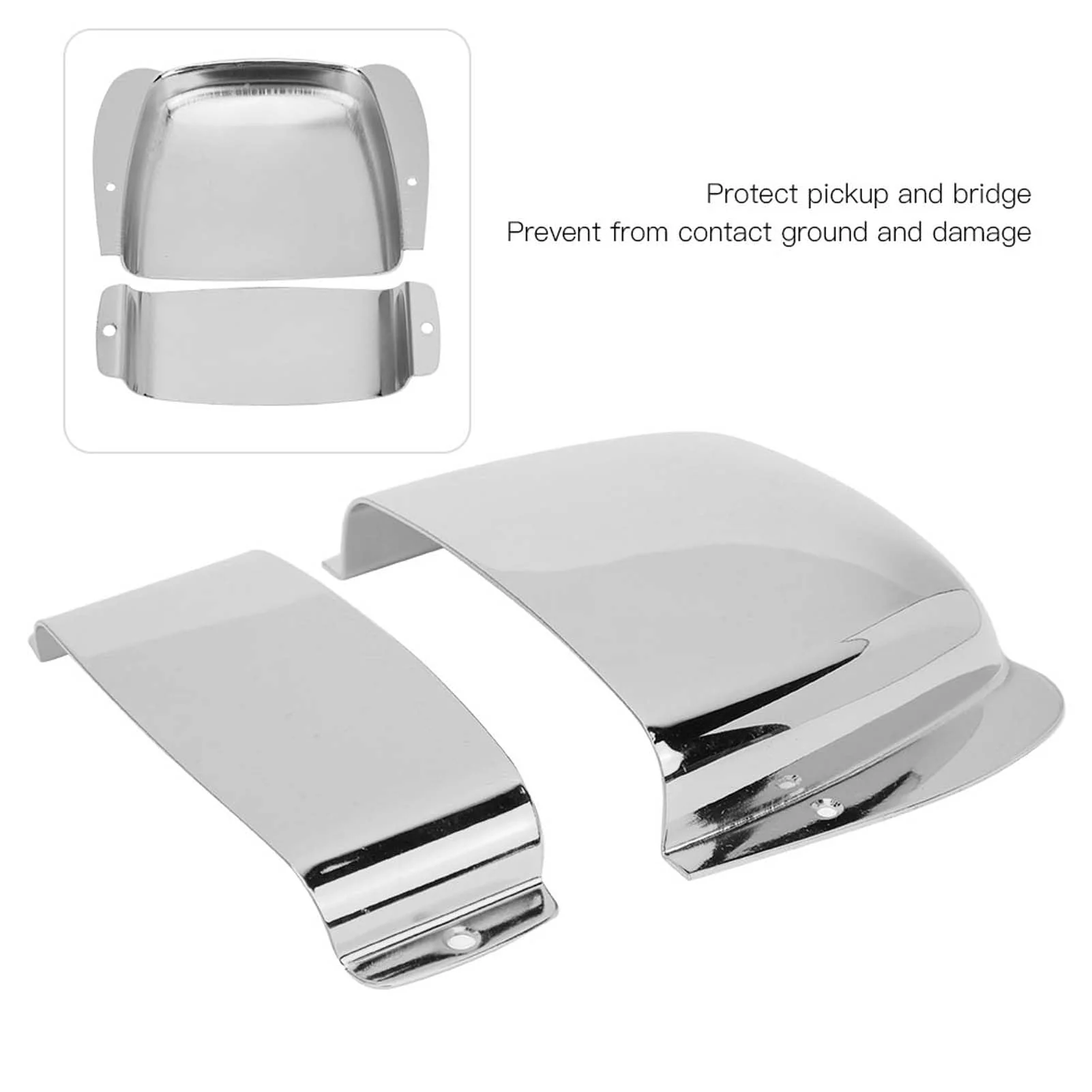 Bass Guitar Bridge Cover with Screws Zinc Alloy Protector Bridge Plate Cover for Electric Bass Guitar (Silver) Silver - Image 3