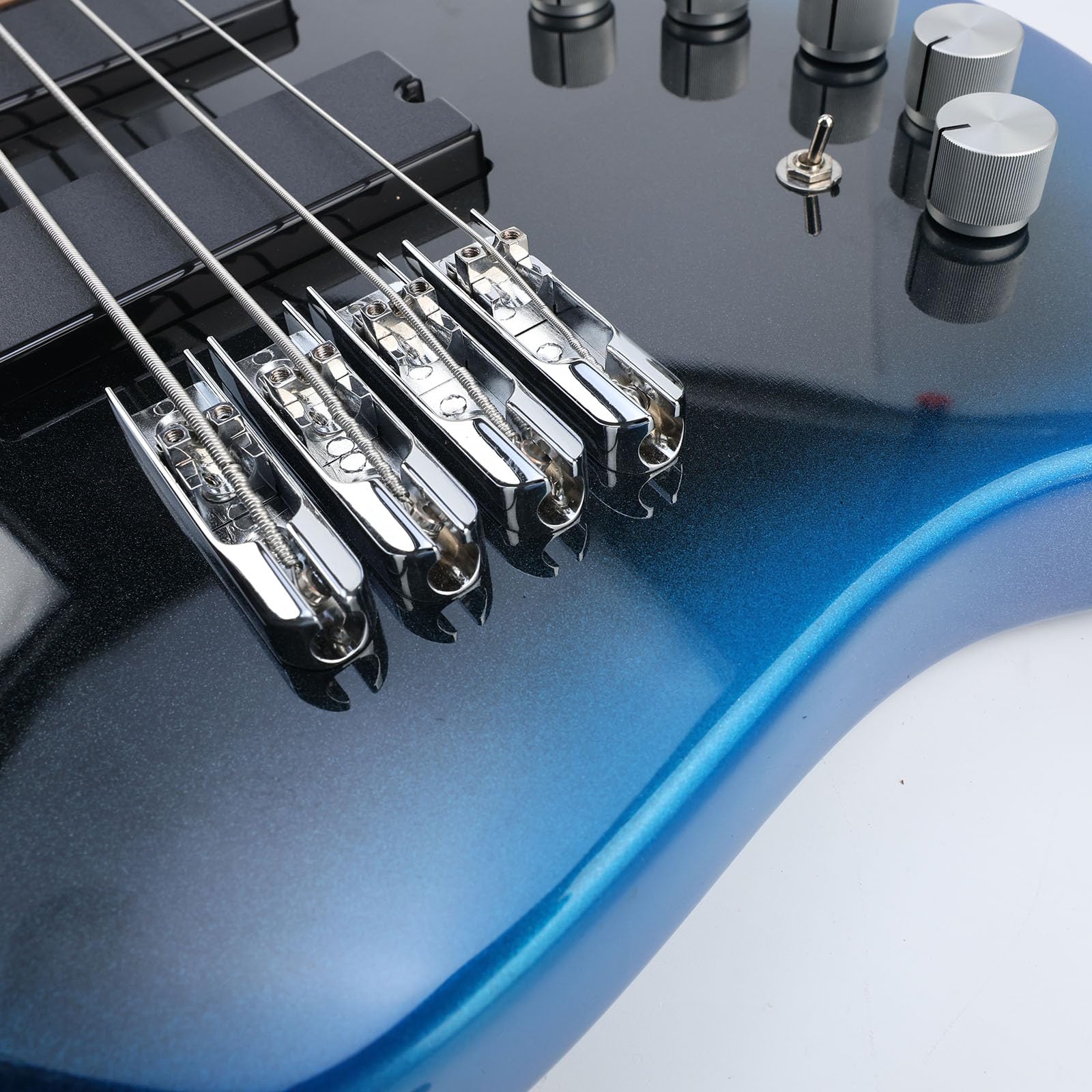 Bass Guitar Bridge with Zinc ALloy Saddle Base Individual Single String Fixed Bridge for 4 String Electric Bass Replacement Parts（Chrome） 4PCS Chrome - Image 5