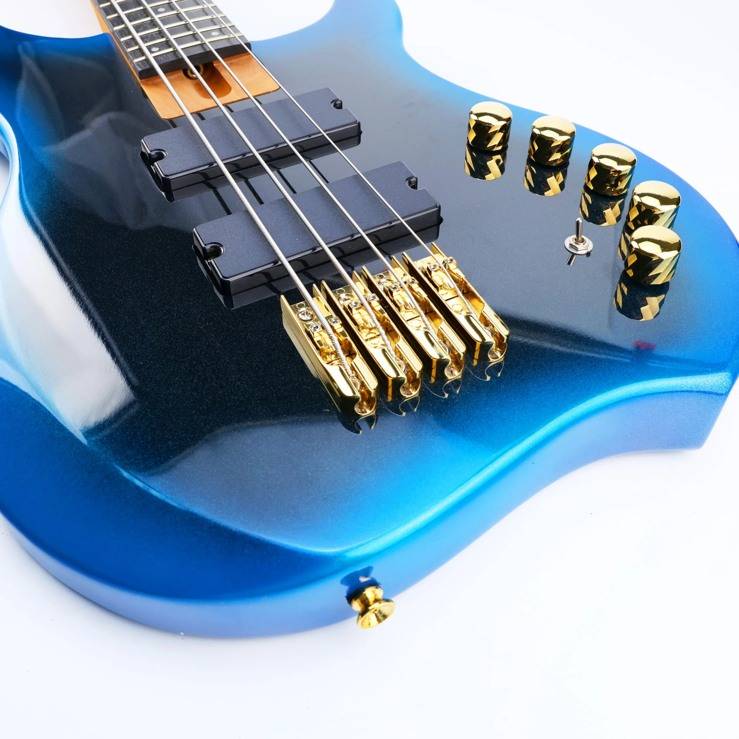 Bass Guitar Bridge with Zinc ALloy Saddle Base Individual Single String Fixed Bridge for 4 String Electric Bass Replacement Parts（Gold） 4PCS Gold - Image 4