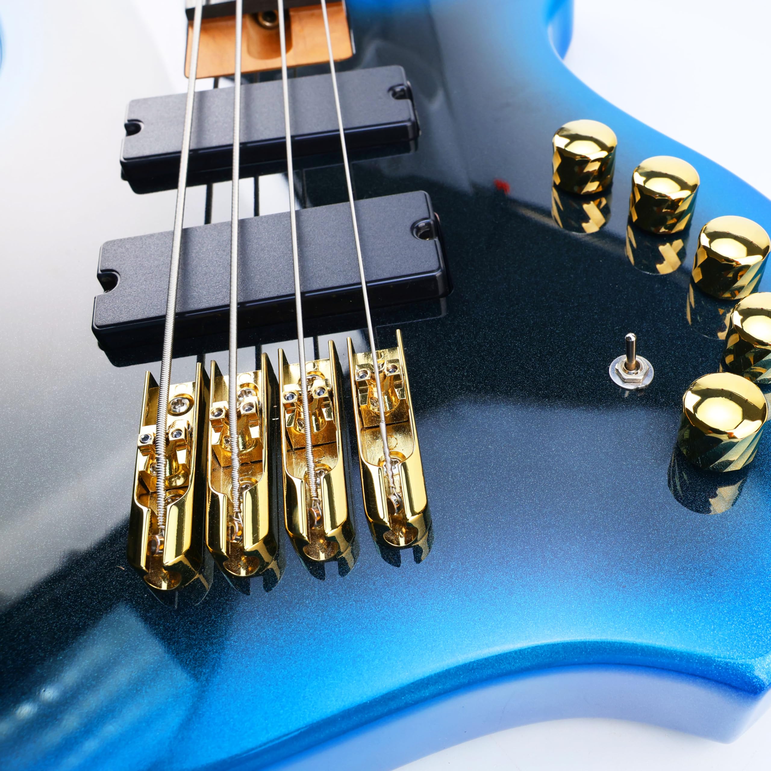 Bass Guitar Bridge with Zinc ALloy Saddle Base Individual Single String Fixed Bridge for 4 String Electric Bass Replacement Parts（Gold） 4PCS Gold - Image 5