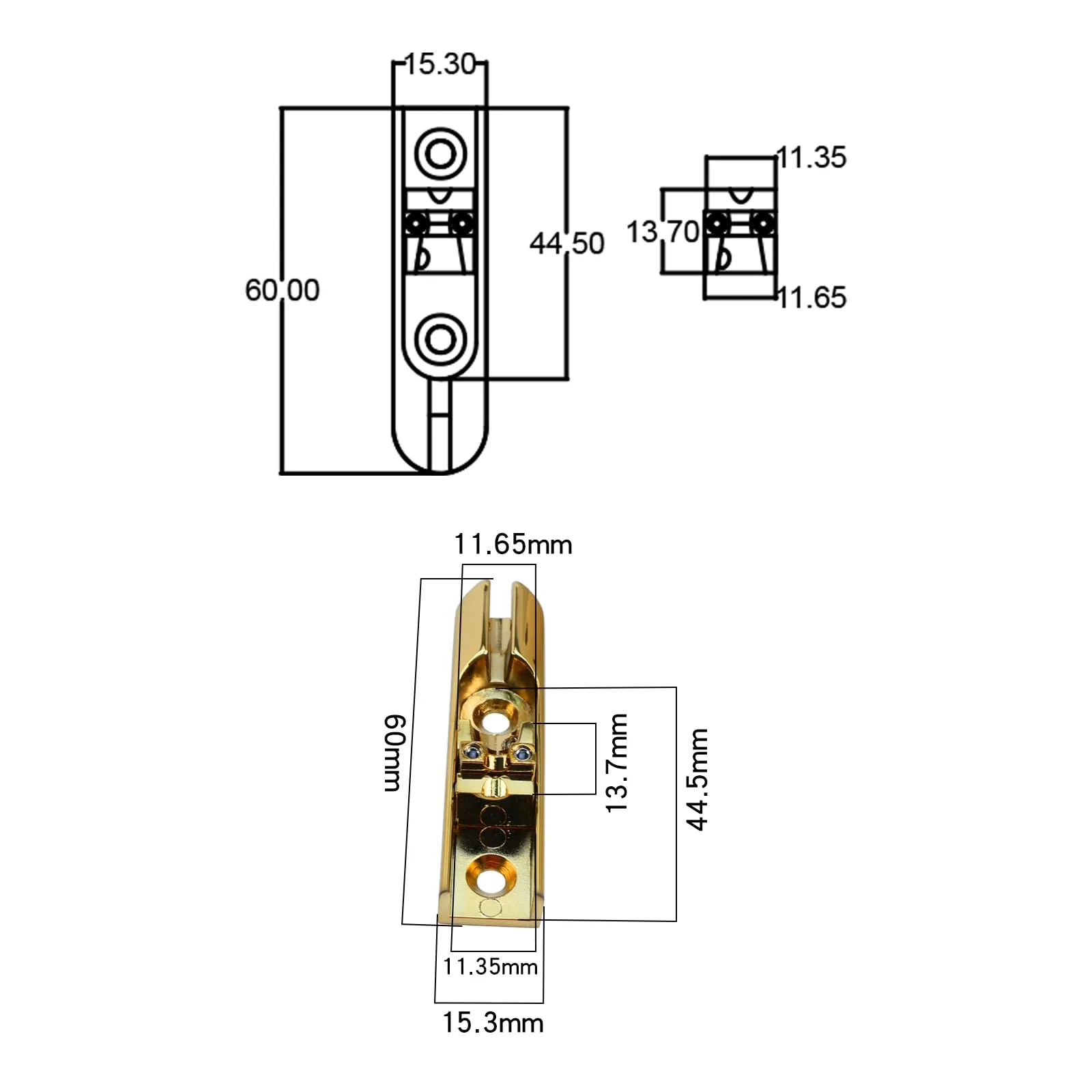 Bass Guitar Bridge with Zinc ALloy Saddle Base Individual Single String Fixed Bridge for 4 String Electric Bass Replacement Parts（Gold） 4PCS Gold - Image 6
