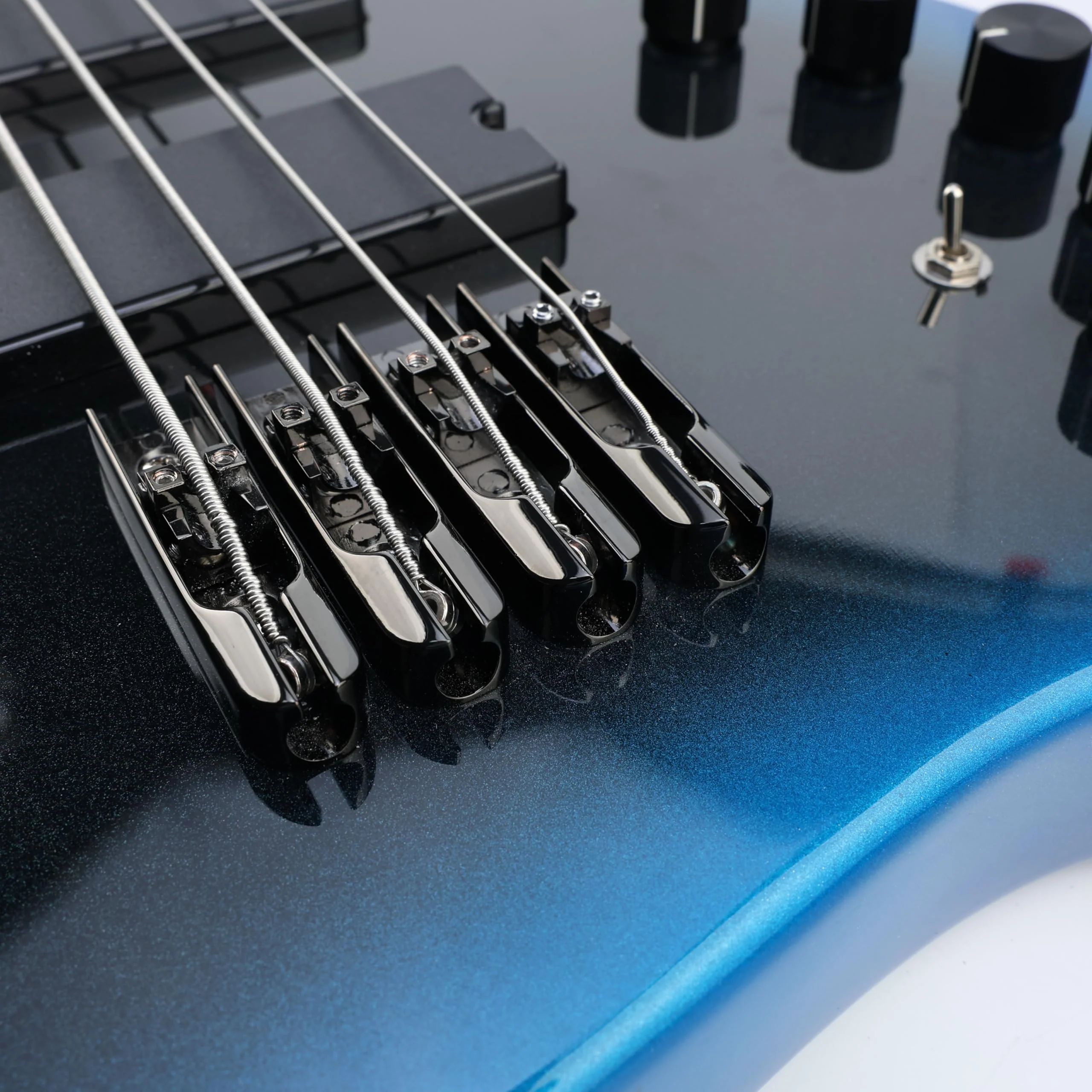 Bass Guitar Bridge with Zinc ALloy Saddle Base Individual Single String Fixed Bridge for 4 String Electric Bass Replacement Parts（Vacuum Black） 4PCS - Image 4