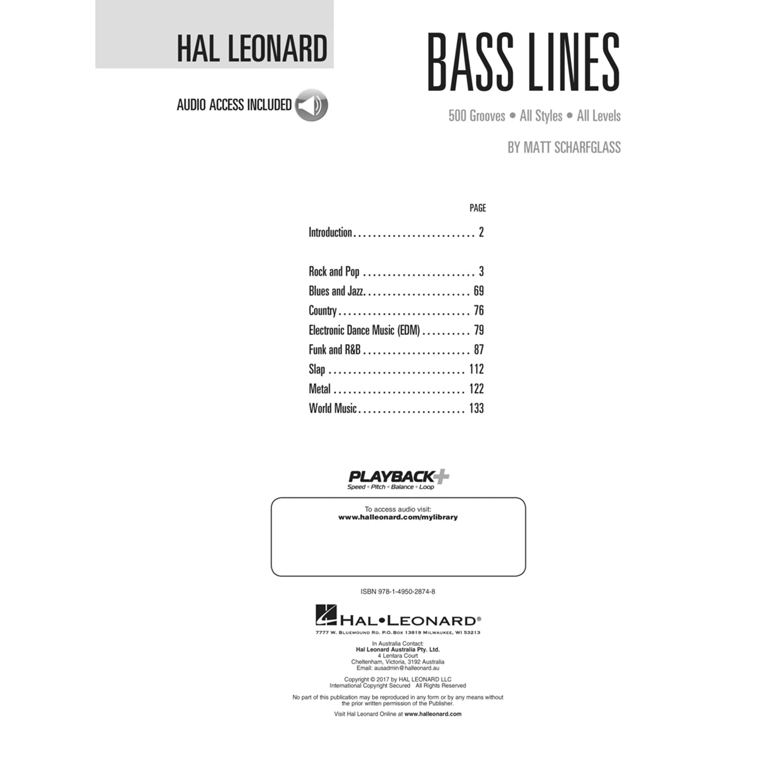 Bass Lines - Hal Leonard Bass Method | 500 Bass Grooves, Riffs, and Fills for All Styles and Levels | Bass Guitar Tablature Songbook with Audio Tracks |Bass Instruction Book for Beginners to Advanced - Image 3