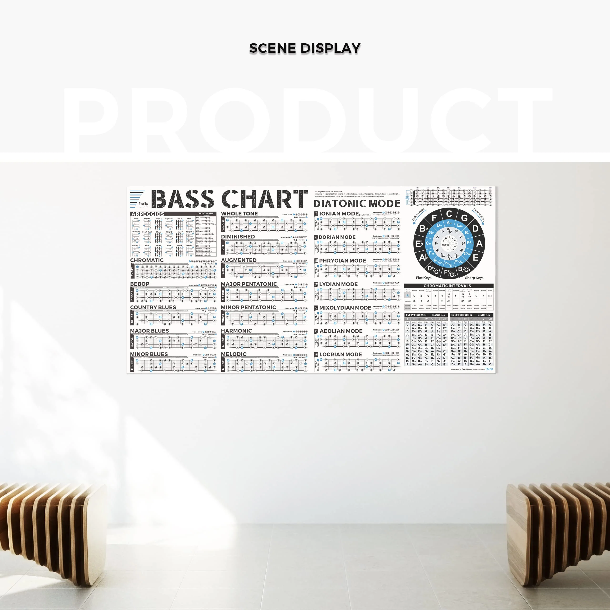 Bass Scales Modes Chart of Pentatonic | Blues | Harmonic Minor | Melodic Minor & Diatonic Mode, Basses Guitar Wall Poster for Beginners Adult or Kid Bass Guitar Poster - Image 5