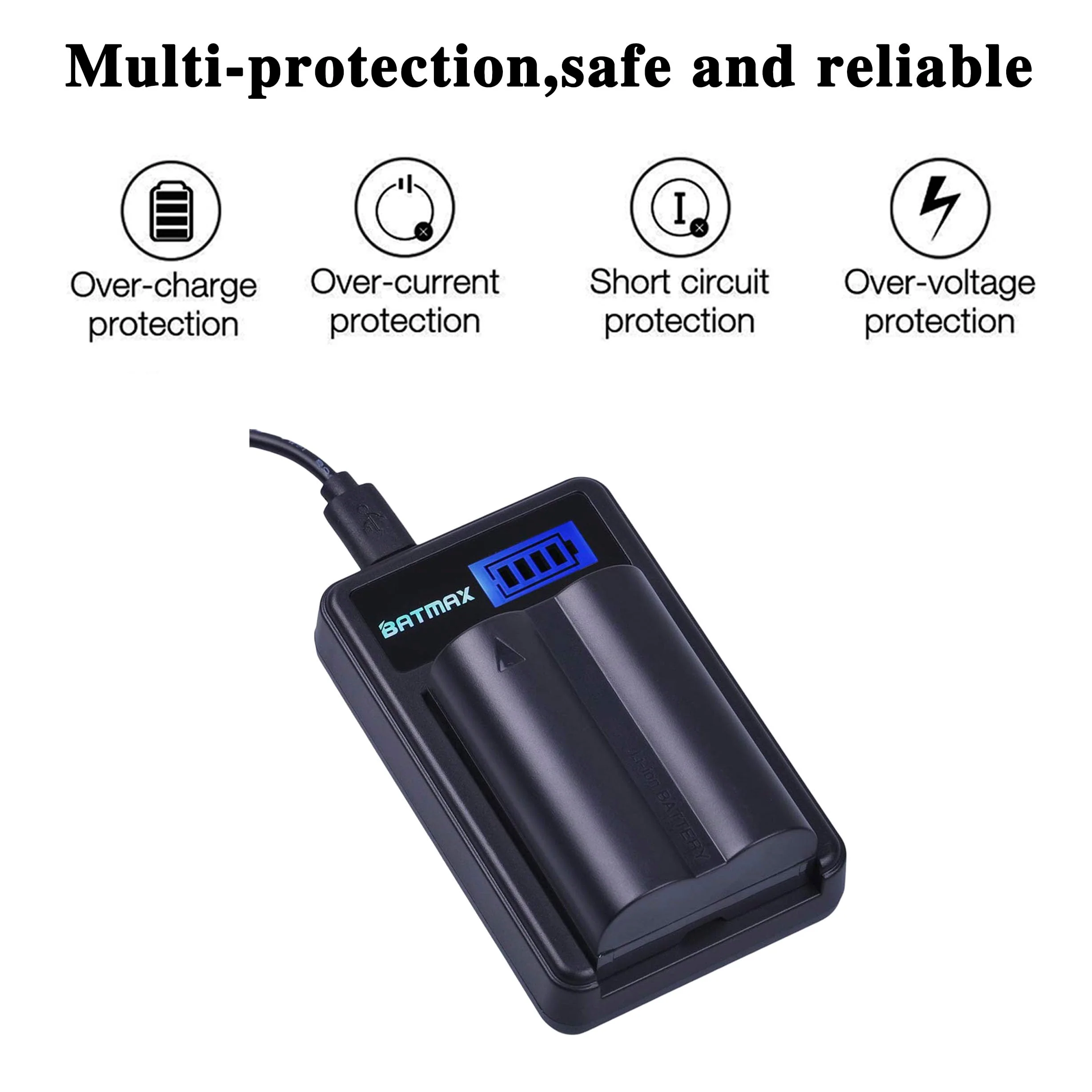 Batmax 2Packs PS-BLM1 BLM-1 PS BLM1 Battery + LCD USB Battery Charger for Olympus E-300 E-330 E-500 E-510 C-5060 C-7070 C-8080 E-1 E-3 E-30 E520 Camera Batteries - Image 4