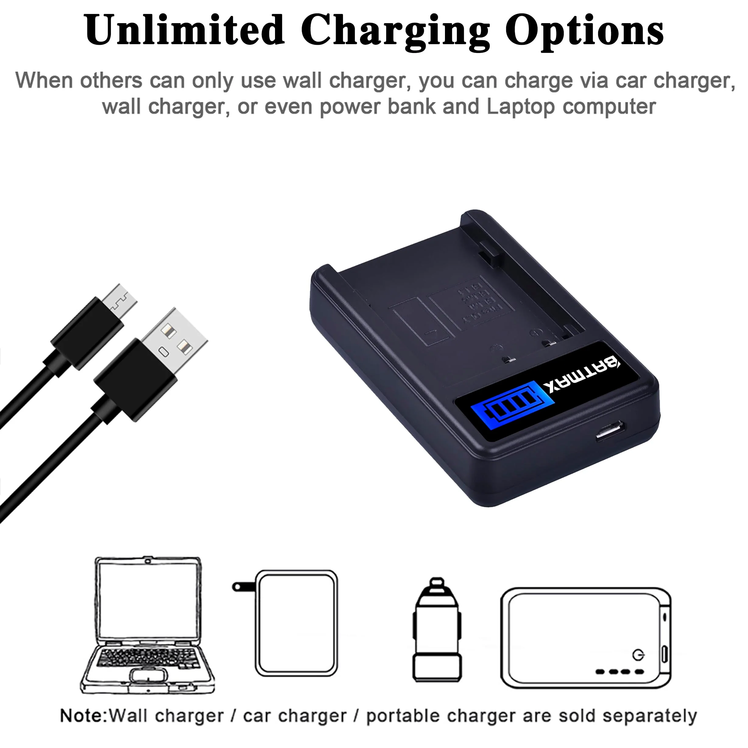 Batmax 2Packs PS-BLM1 BLM-1 PS BLM1 Battery + LCD USB Battery Charger for Olympus E-300 E-330 E-500 E-510 C-5060 C-7070 C-8080 E-1 E-3 E-30 E520 Camera Batteries - Image 5