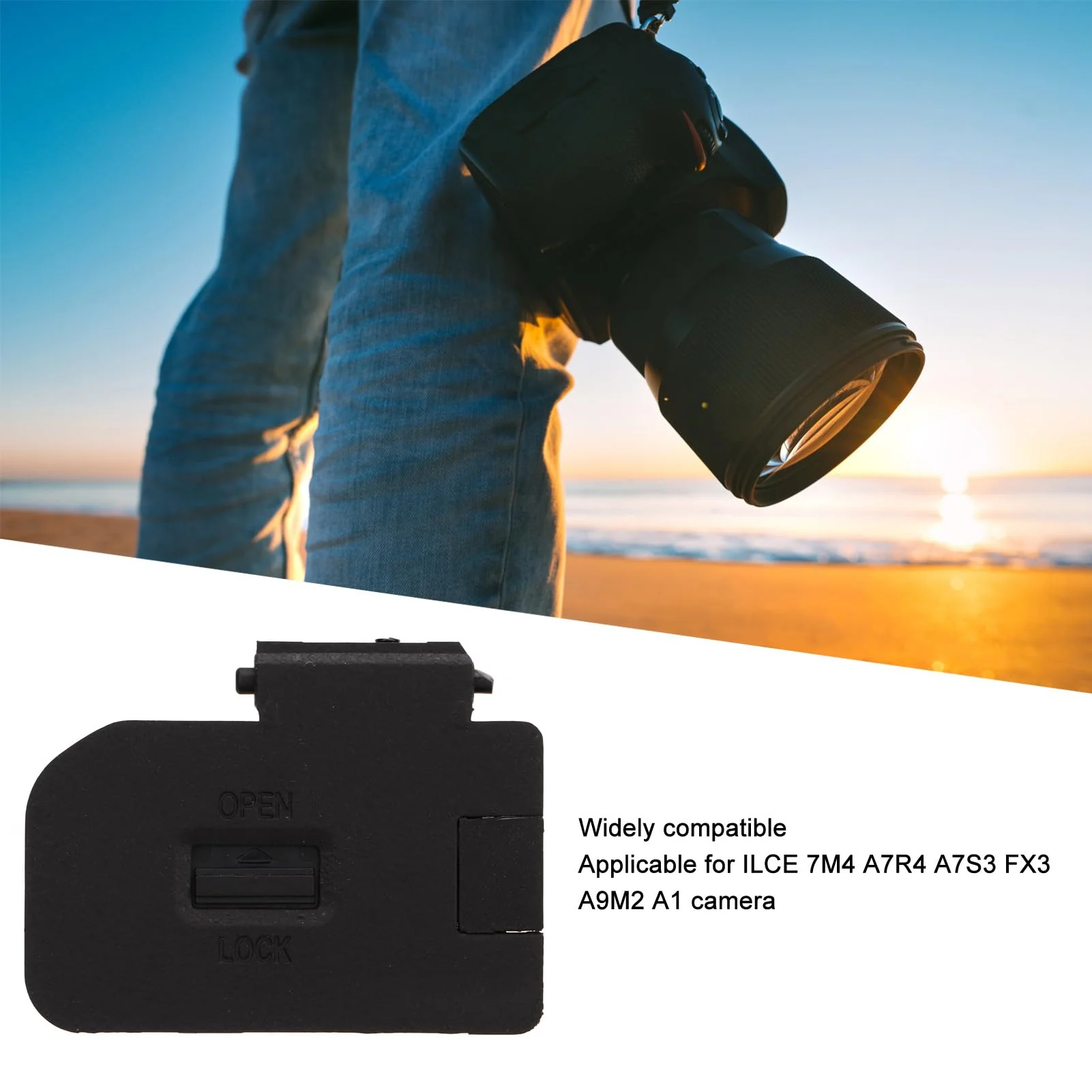 Battery Door Cover for ILCE 7M4 A7R4 A7S3 FX3 A9M2 Camera, Battery Door Chamber Cover Lid Parts, Professional Digital Camera Repair Parts Battery Door with Movable Socket - Image 2